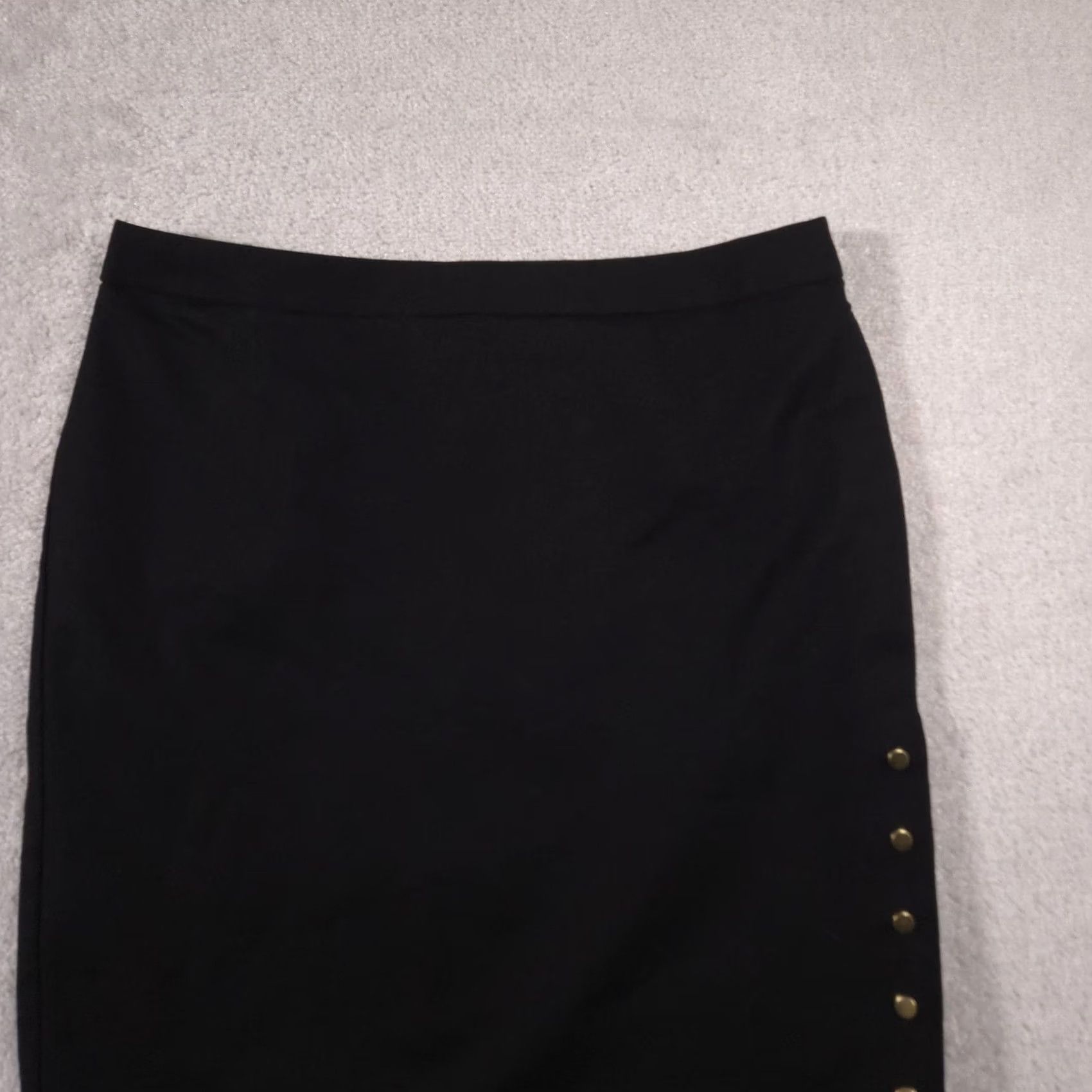Worthington Worthington Skirt Womens 16 Black Pencil Zip Lined Career Office Snaps Slit Back Zipper Womens Size 38" / US 16 / IT 52 - 2 Thumbnail