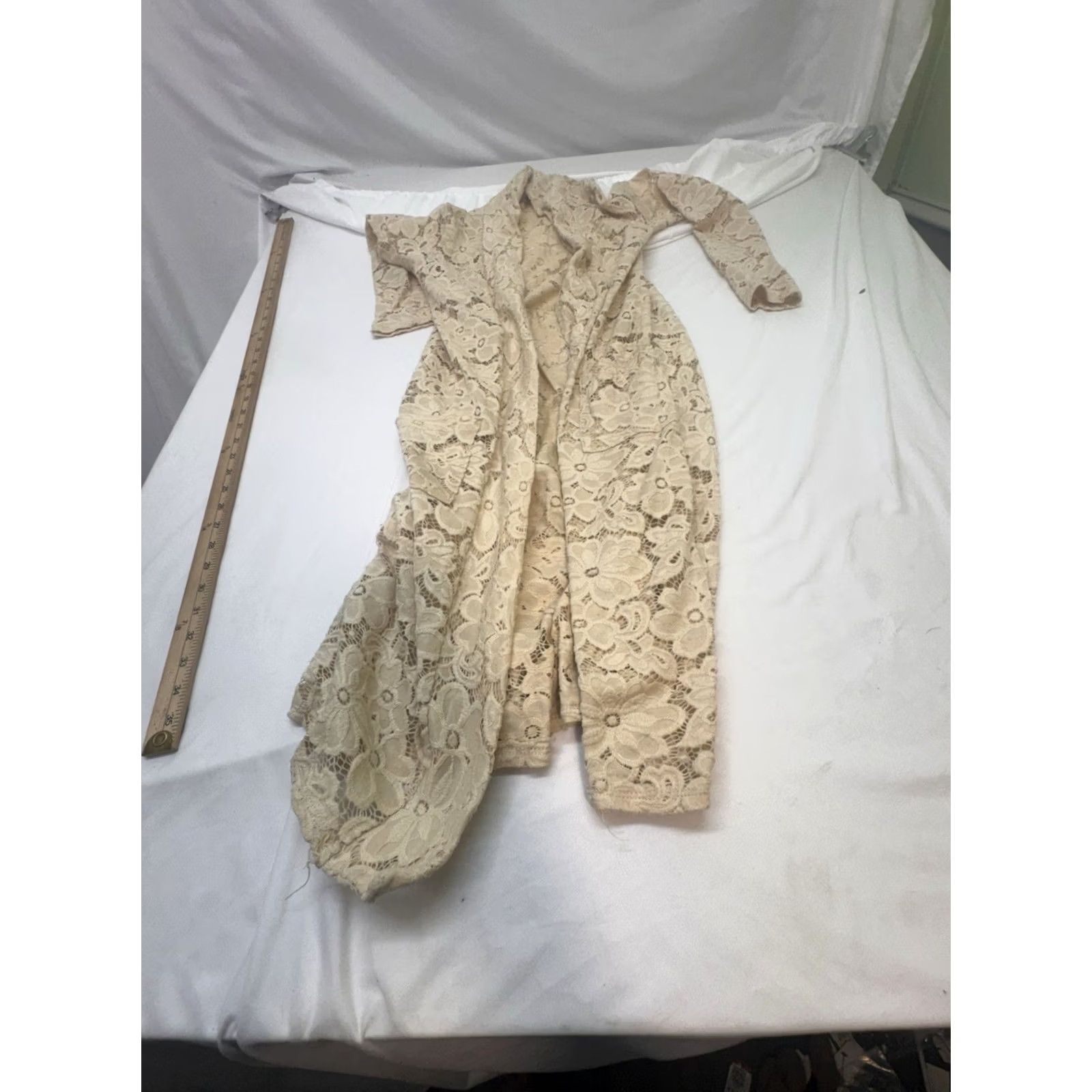 PrettyLittleThing Pretty young Thing White Kimono Duster Size 4 Boho Hippie Flora Lacs Size S / US 4 / IT 40 - 3 Thumbnail