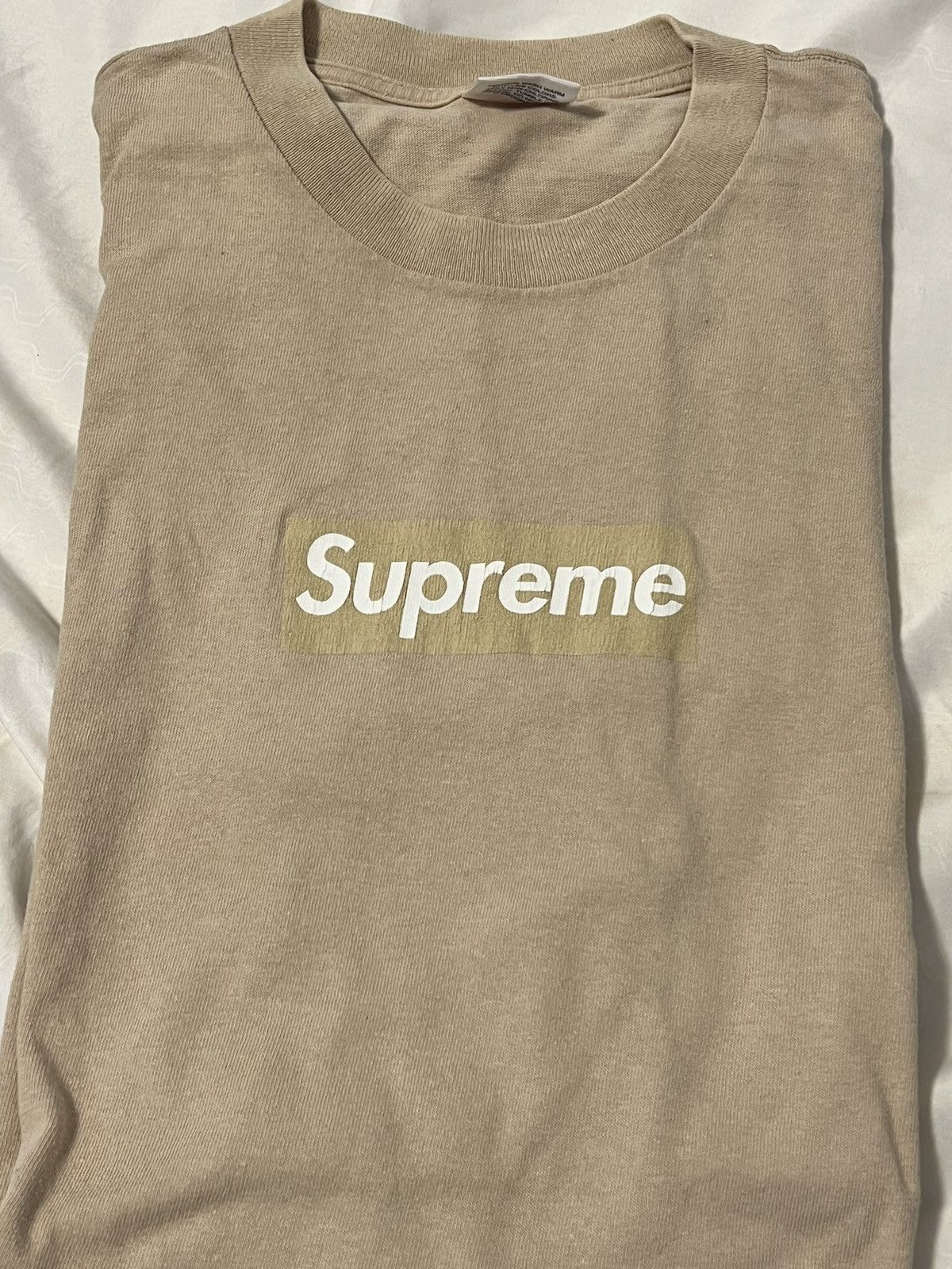 image of Vintage 2003 Tan Brown Supreme Box Logo T Shirt, Men's (Size XL)