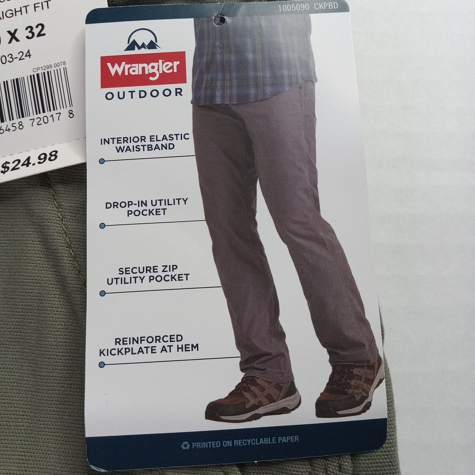 Wrangler Wrangler Outdoor Utility Pants Mens 40x32 Green Straight Fit Size US 40 / EU 56 - 5 Thumbnail