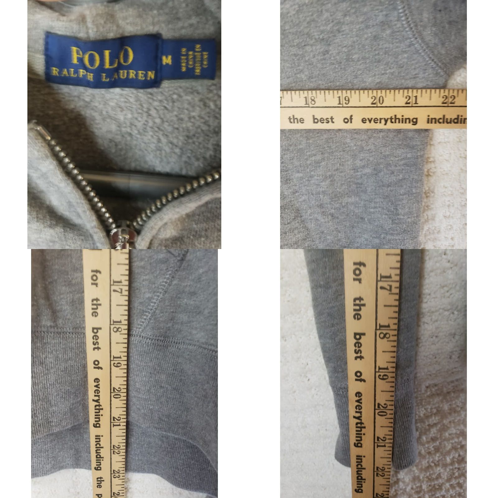 Polo Ralph Lauren Polo Ralph Lauren Hoodie Women's M Grey Jersey Zip Up Pockets Loose Fit Full Zip No Drawstring Size M / US 6-8 / IT 42-44 - 9 Thumbnail