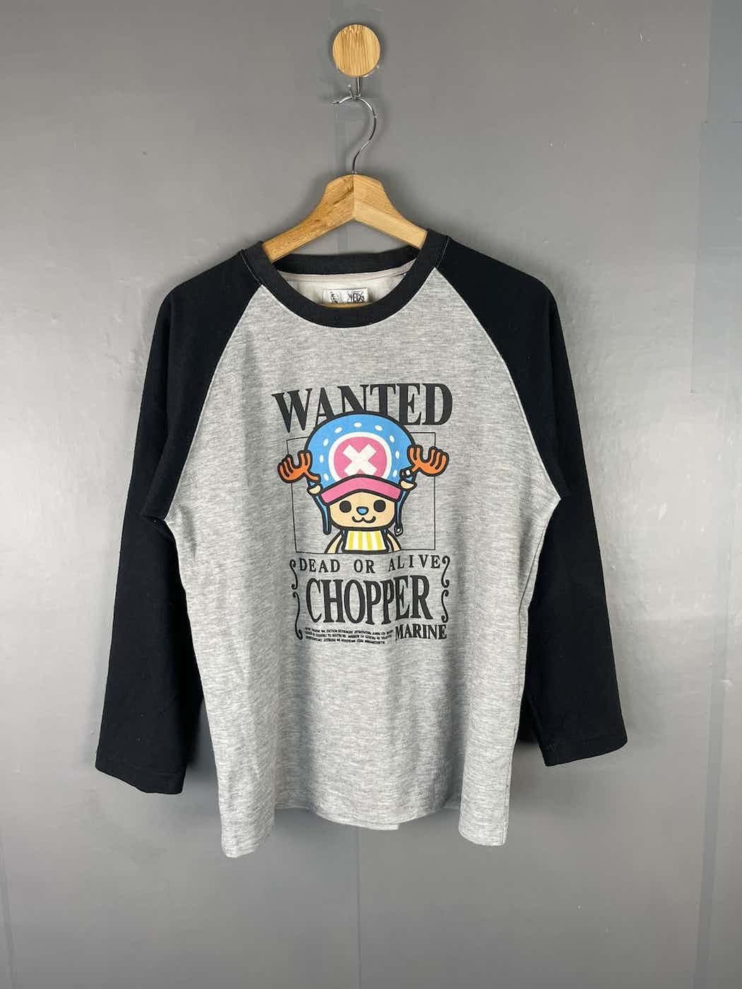 Vintage Vtg ONE PIECE Wanted Chopper Dead Or Alive 3 Quarter Tshirt