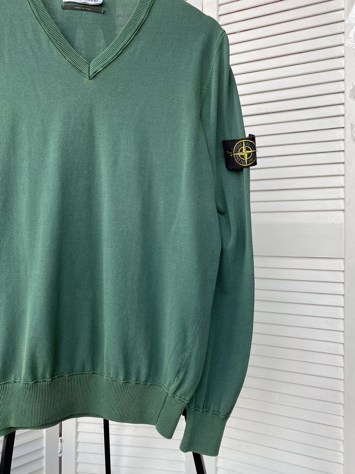 Stone Island × Vintage Vintage Stone Island V Neck Summer Knitwear Sweater Size US L / EU 52-54 / 3 - 9 Thumbnail