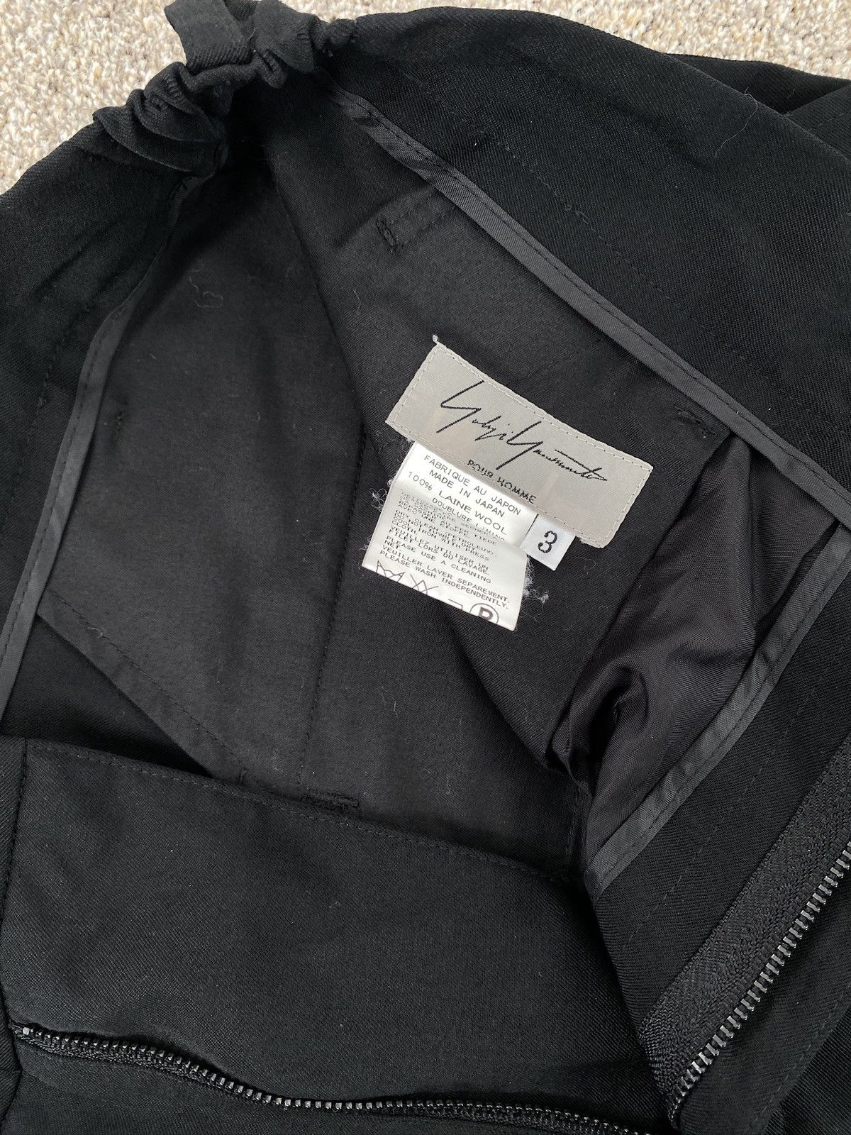 Yohji Yamamoto Black Tailored Trouser Size 34R - 2 Thumbnail