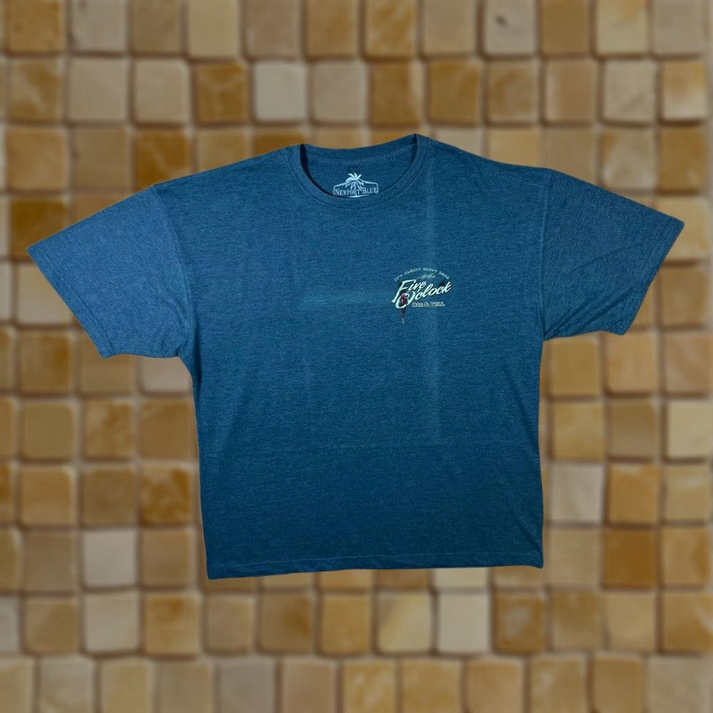 Vintage Five O'Clock Bar & Grill “One More Round” Souvenir Tourist Graphic T-Shirt XXL Blue Mens Short Sleeve Logo Print Size US XXL / EU 58 / 5 - 1 Thumbnail