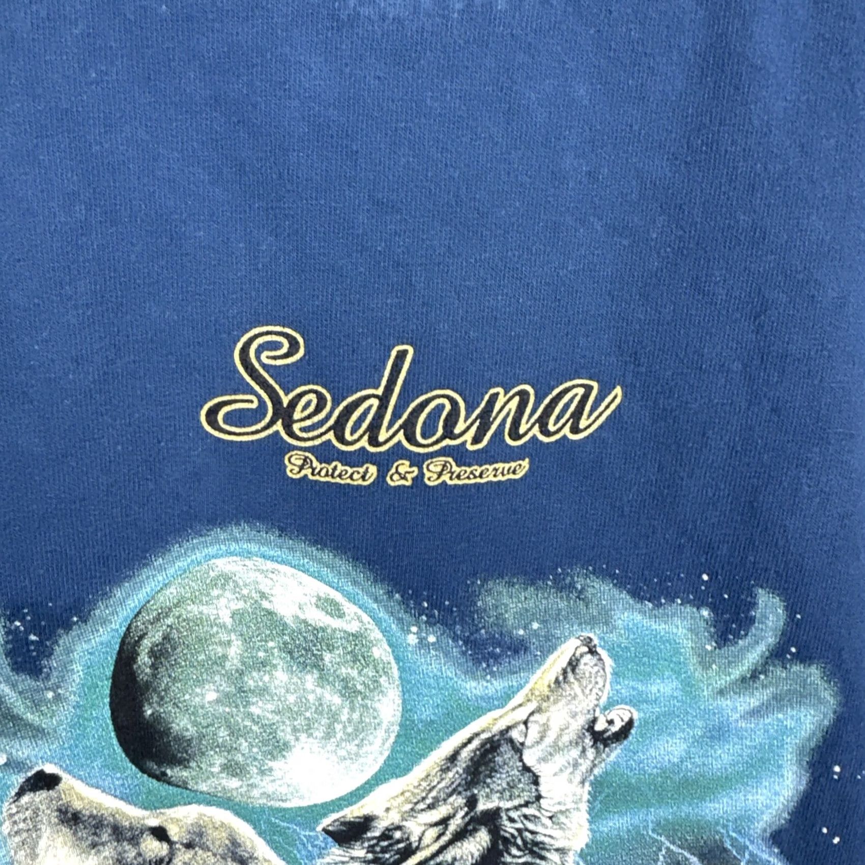 AAA Vintage Sedona Arizona Shirt Wolf Protect & Preserve Y2K Blue XL Mens Cotton Tee Size US XL / EU 56 / 4 - 7 Thumbnail