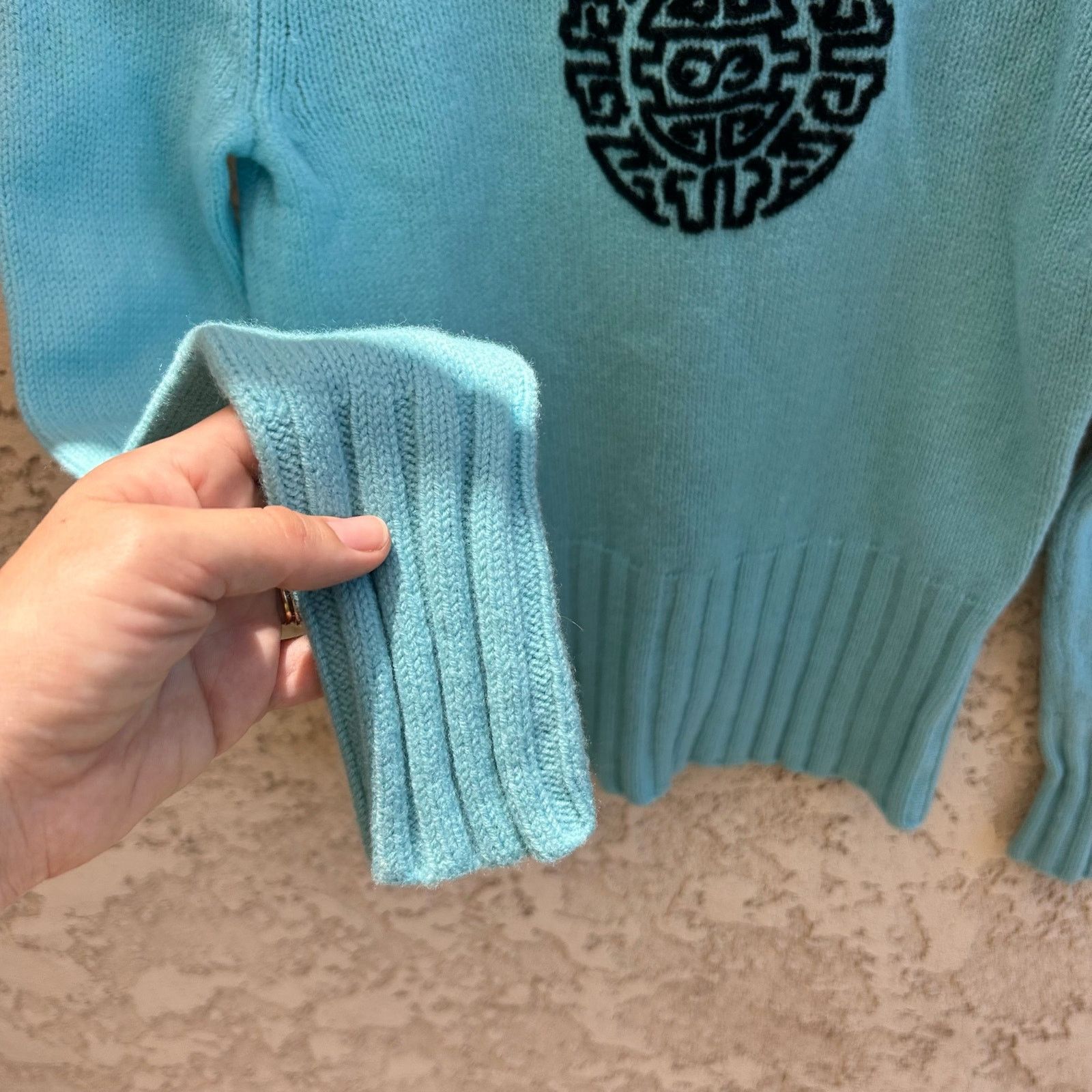 ESCADA Monogram Merino Wool Turtle Neck Size Medium