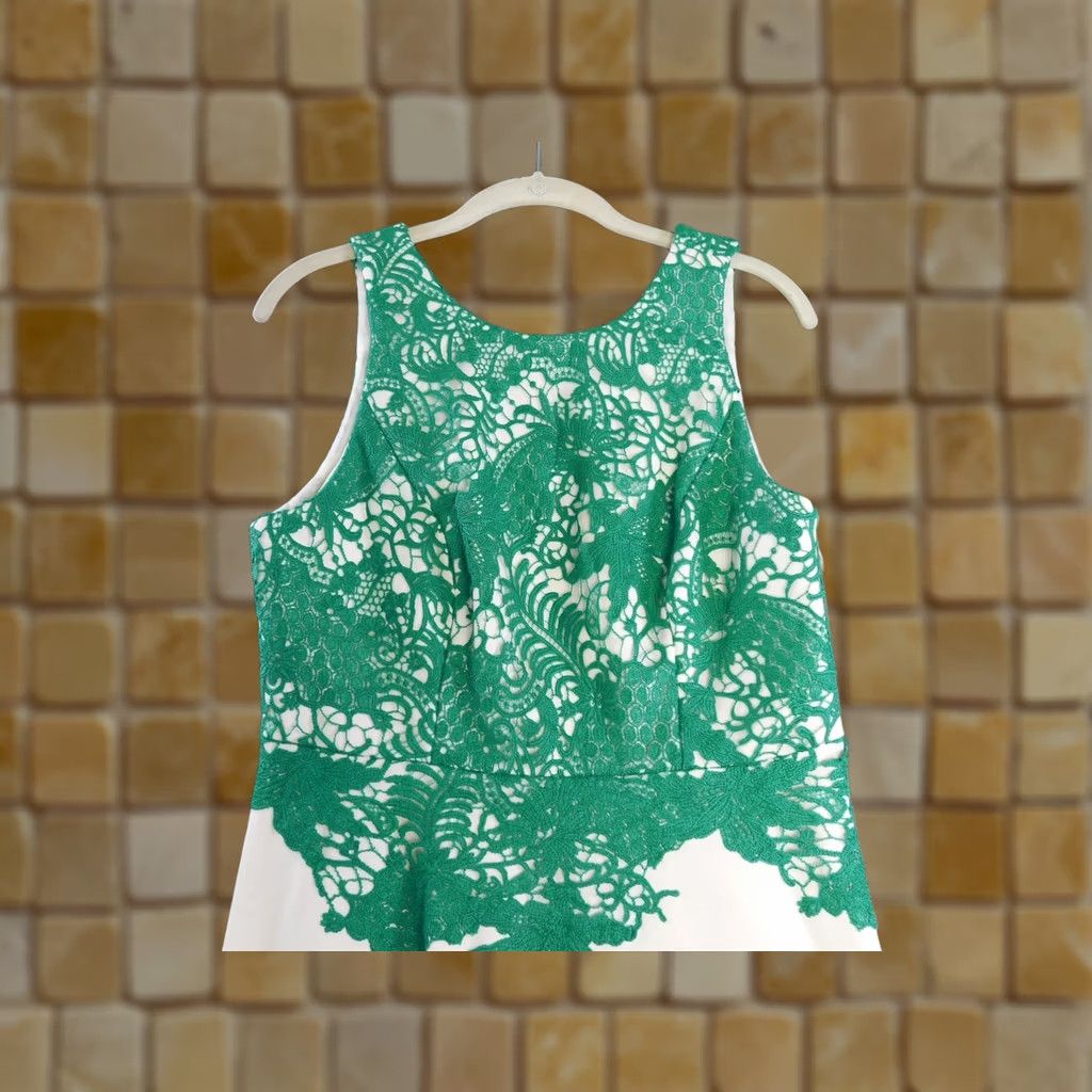 moulinette soeurs green dress Vintage Womens 8 White Lace Sleeveless Fit Flare 260SSDALLASNOV