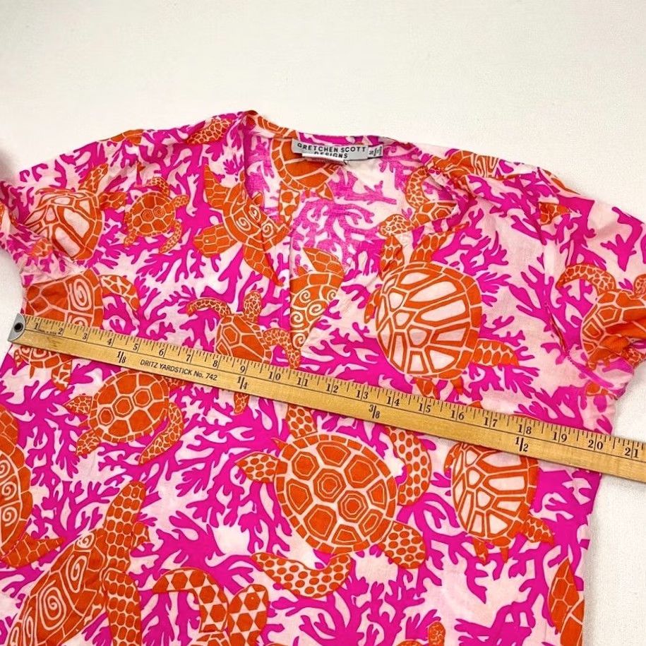 Vintage Gretchen Scott Tunic Top Womens S Sea Turtle Coral Coastal Beach Vacation Blouse Size S / US 4 / IT 40 - 6 Thumbnail
