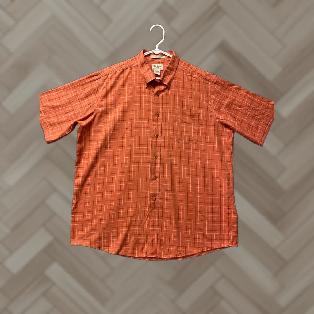 Vintage VINTAGE LL BEAN Men’s Short Sleeve Cotton Plaid Shirt XL Orange Casual Size US XL / EU 56 / 4 - 1 Thumbnail