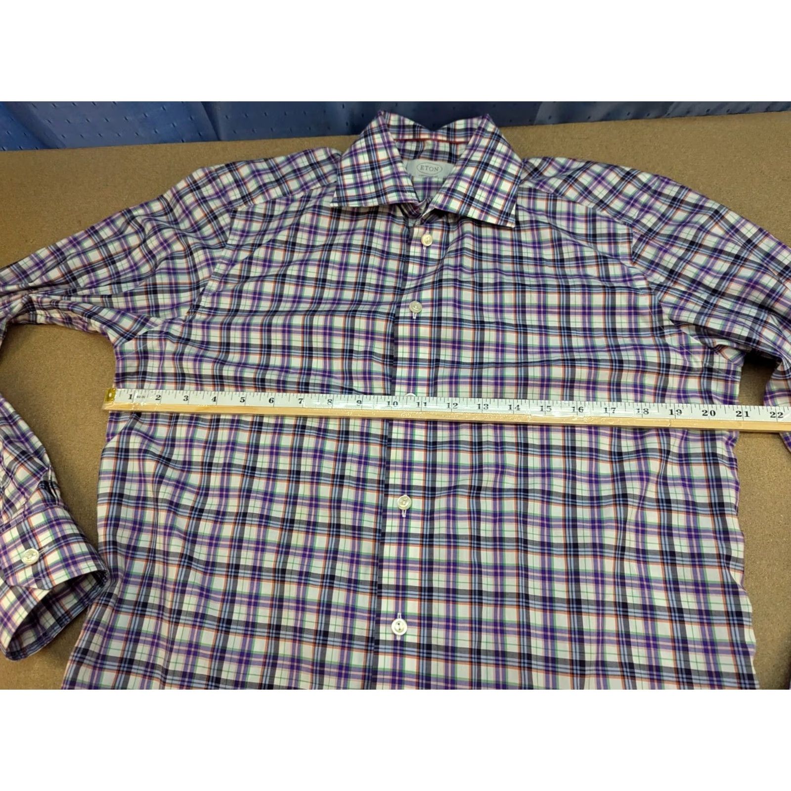 Eton ETON Button-Up Shirt Mens 15.5 Long Sleeve Check Cotton Canvas Casual Regular Size 39 Multicolor Mens Size US L / EU 52-54 / 3 - 5 Thumbnail