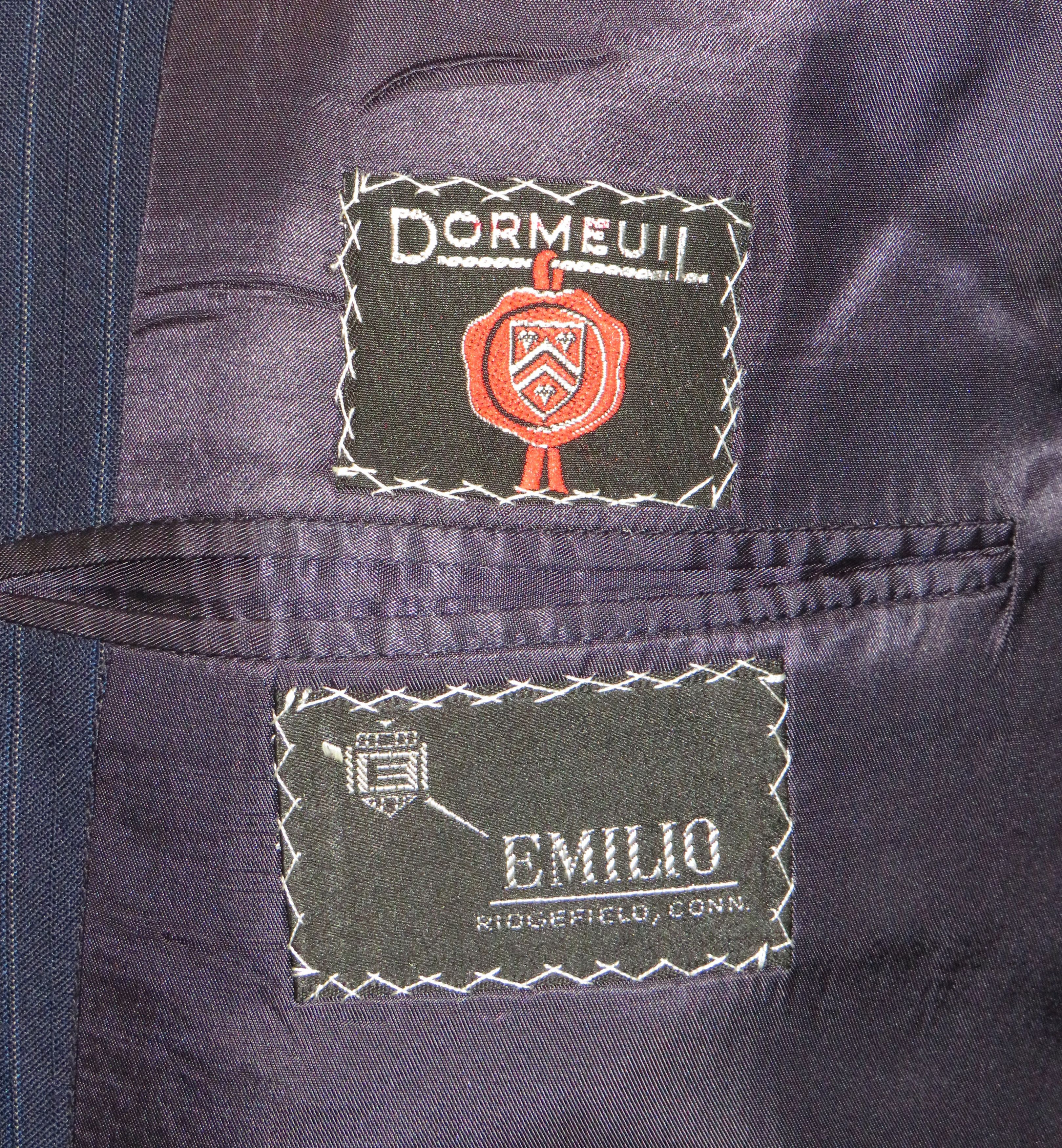 Other Emilio Dormuiel Vintage Blue Striped Two Button Suit 40R Size 40R - 16 Thumbnail