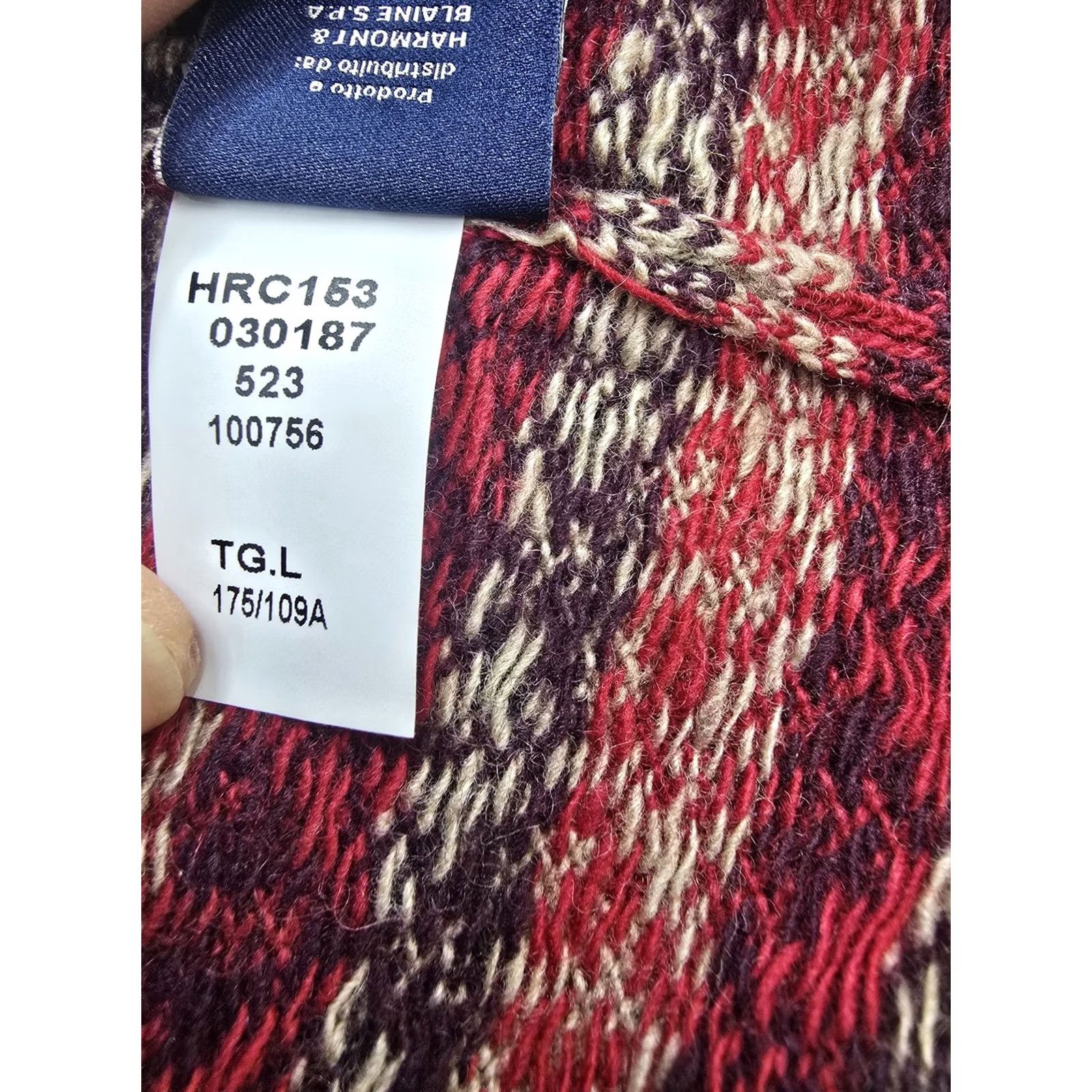 Harmont & Blaine Harmont & Blaine Men’s Burgundy Checkered Turtleneck Sweater Italy, XL, Knit Jacquard, Casual Size US XL / EU 56 / 4 - 5 Thumbnail