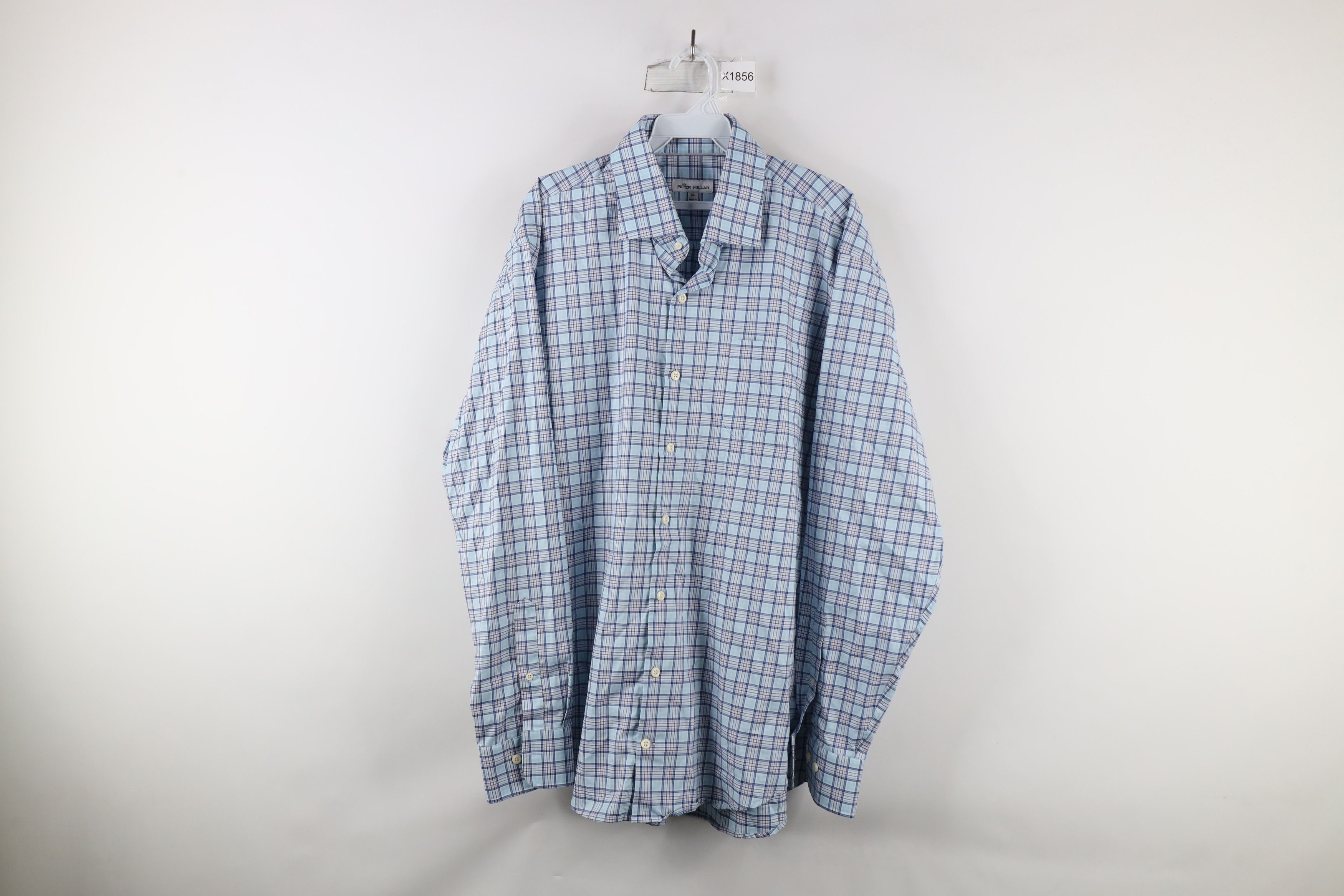 Peter Millar × Vintage Peter Millar Collared Long Sleeve Button Shirt Blue Plaid Size US XL / EU 56 / 4 - 1 Thumbnail