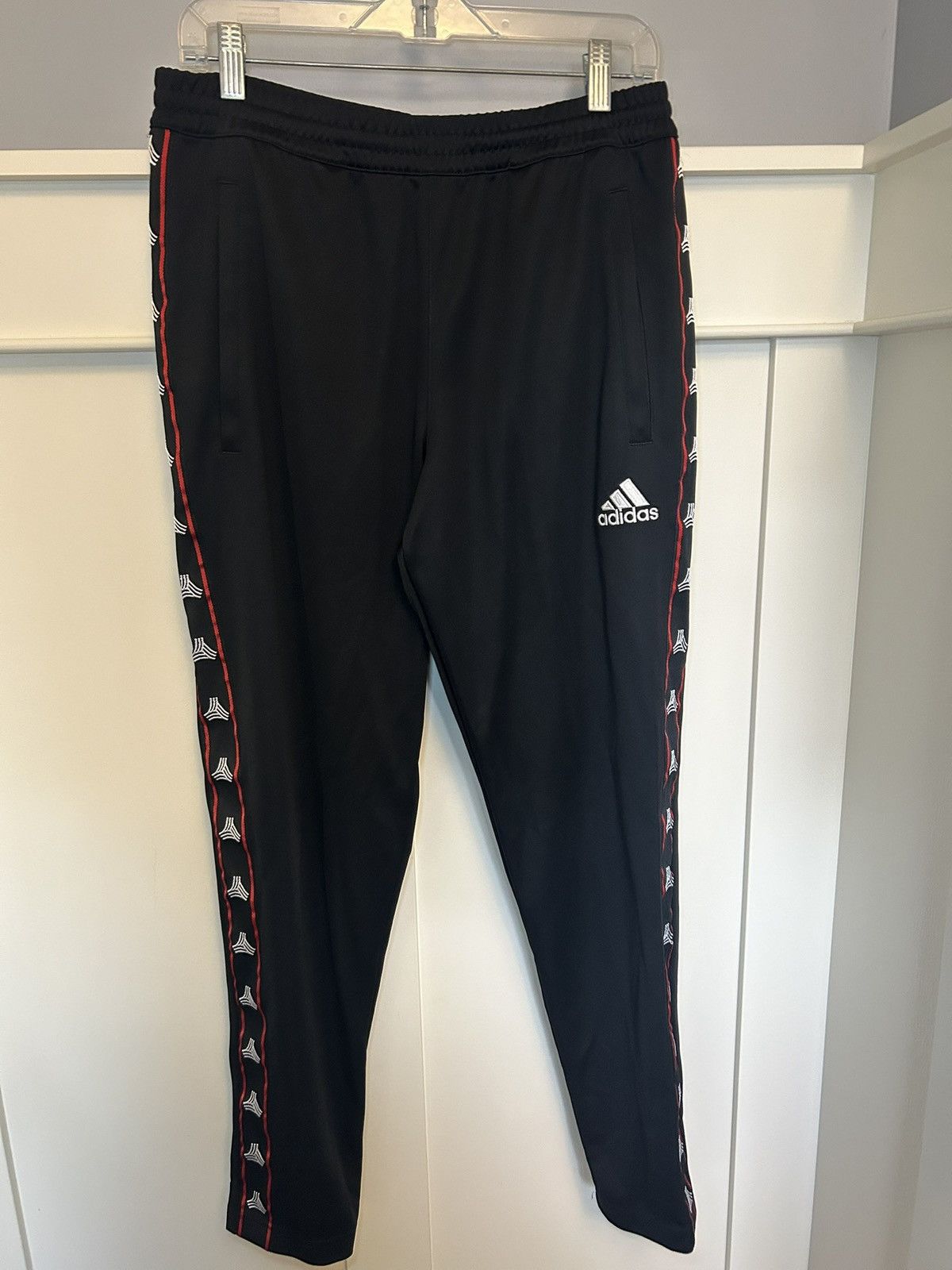 Adidas Adidas tapered triangle logo track pants Size US 30 / EU 46 - 1 Thumbnail