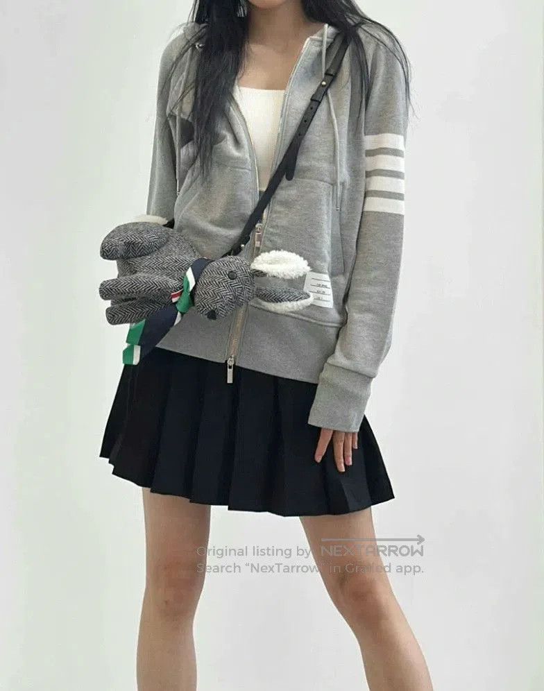Thom Browne gray striped hooded jacket by Thom Browne. Size US M / EU 48-50 / 2 - 6 Thumbnail