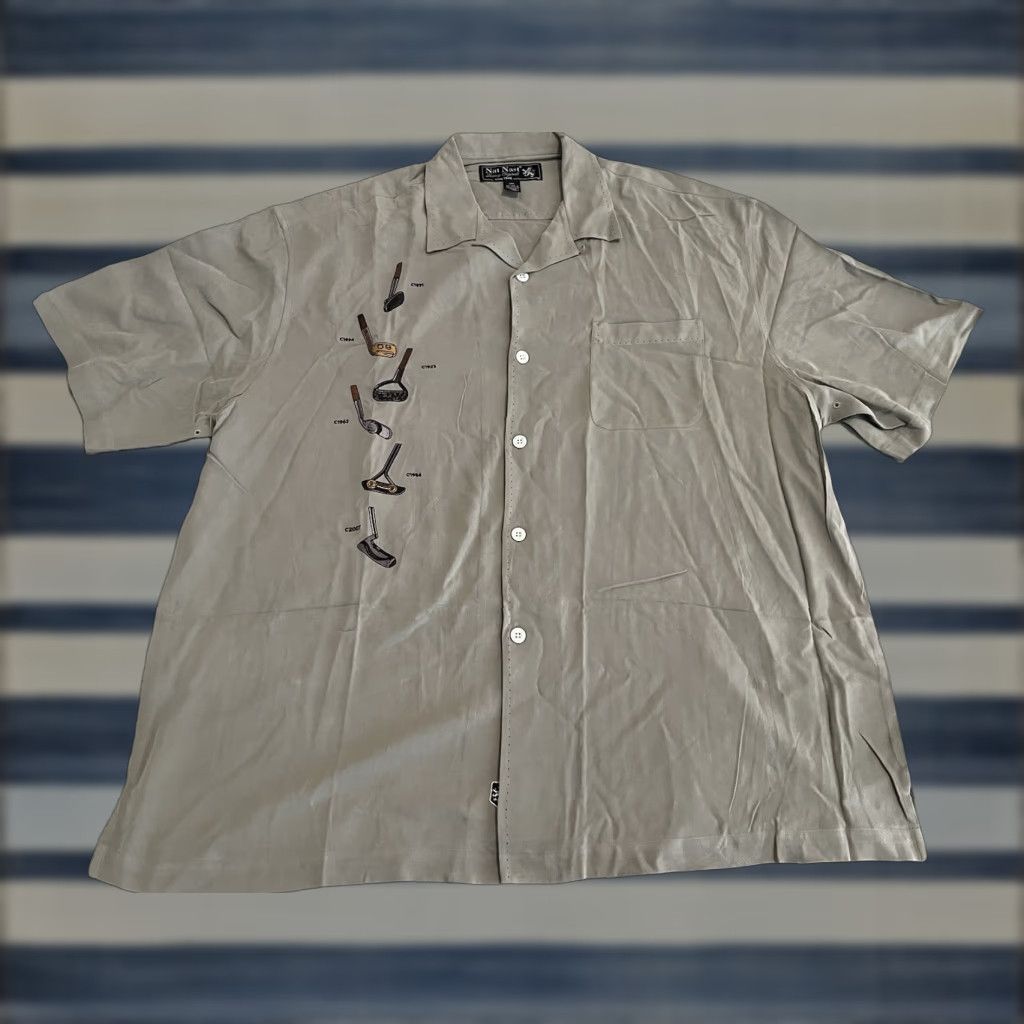 Nat Nast Nat Nast Limited Edition Embroidered Silk Shirt Short Game Golf Mens 2XL Gray Short Sleeve Button-Up Size US XXL / EU 58 / 5 - 1 Thumbnail