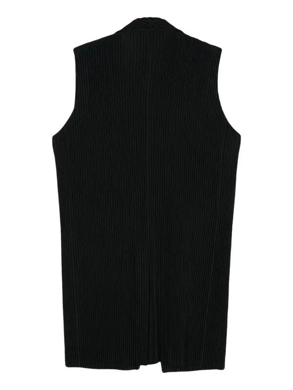Homme Plisse Issey Miyake o1tko10326 Tailored Pleated Long Vest in Black Size US L / EU 52-54 / 3 - 2 Thumbnail