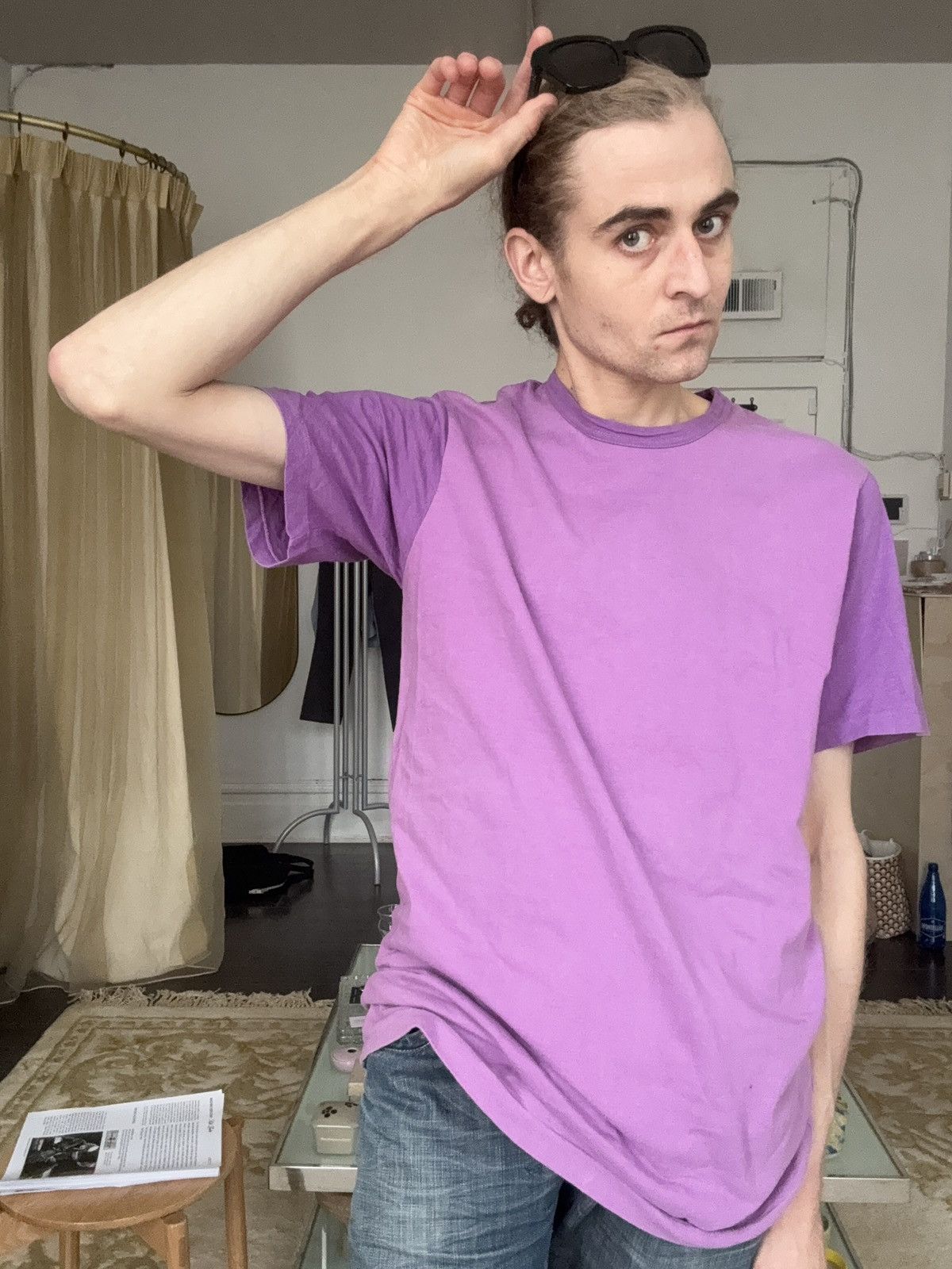 Yohji Yamamoto Yohji Yamamoto Y’s for Men SS02 Two Tone Purple T Shirt Size US L / EU 52-54 / 3 - 15 Thumbnail