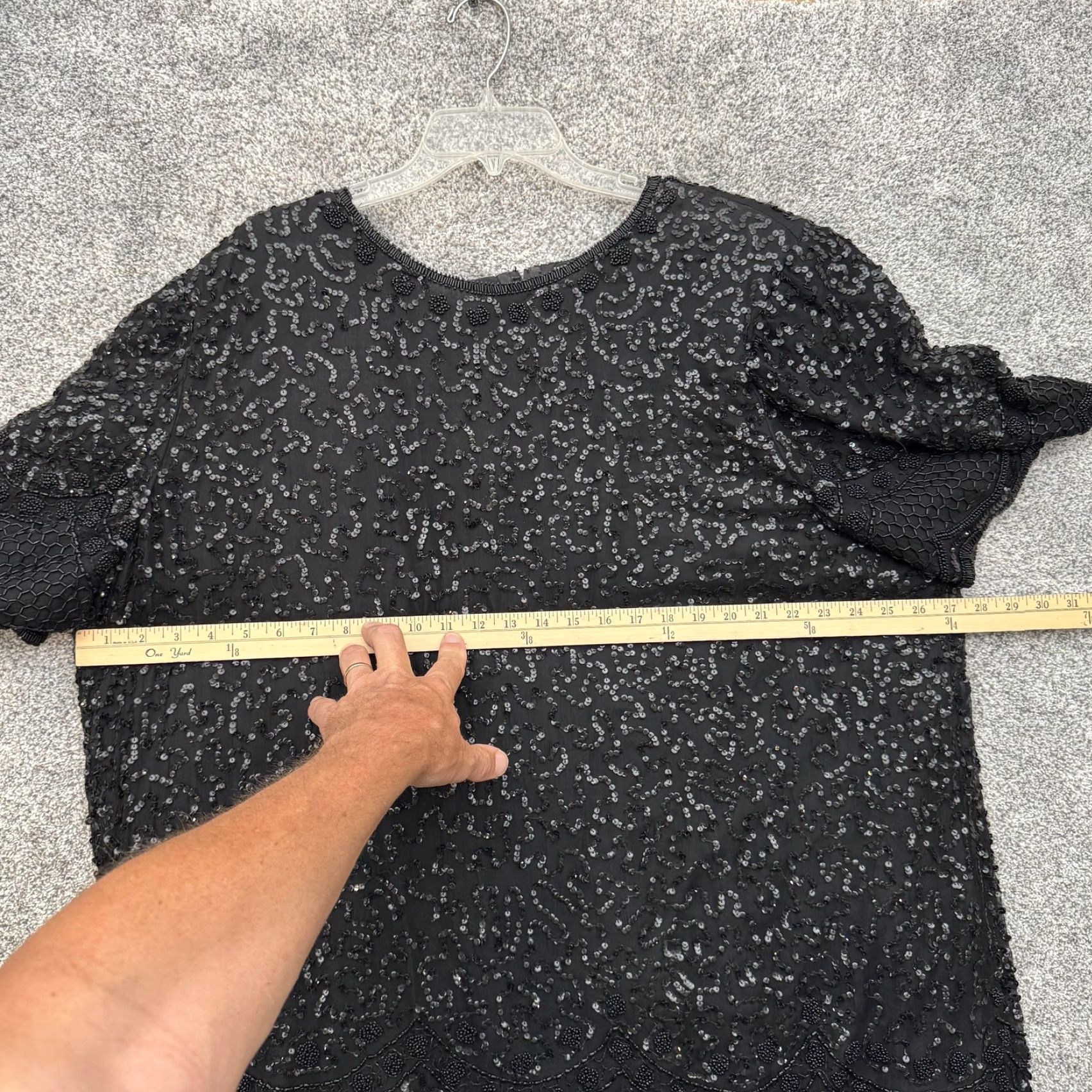 Vintage VINTAGE Laurence Kazar Dress 4X Plus Silk Beaded Sequin Black Midi Shift Party Cocktail Wedding Womens None Size XXL / US 16-18 / IT 52-54 - 4 Thumbnail