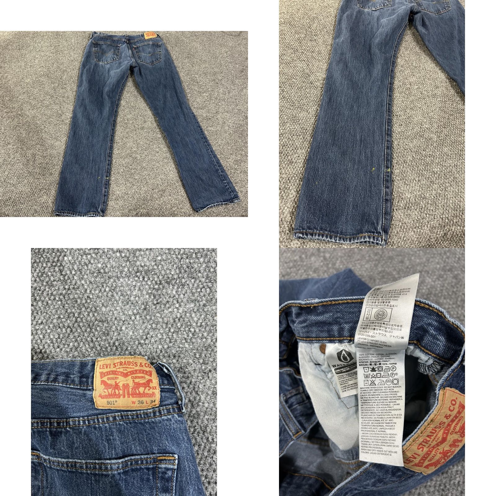 Levi's VINTAGE Levis 501 Jeans Mens 36x34 Blue Straight Leg Button Fly Denim Paint Splatter Size US 36 / EU 52 - 8 Thumbnail
