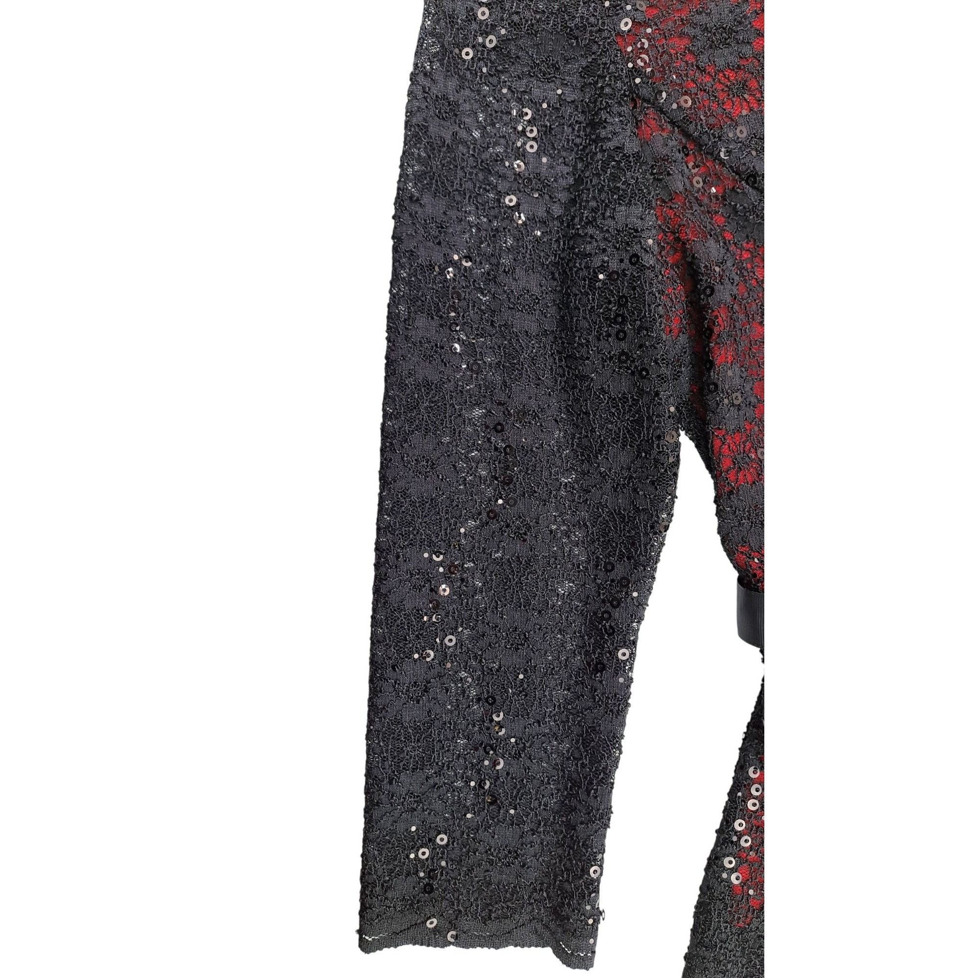Other Blu Sage Black Red Lace Sparkle Top Women Small Holiday Size S / US 4 / IT 40 - 4 Thumbnail