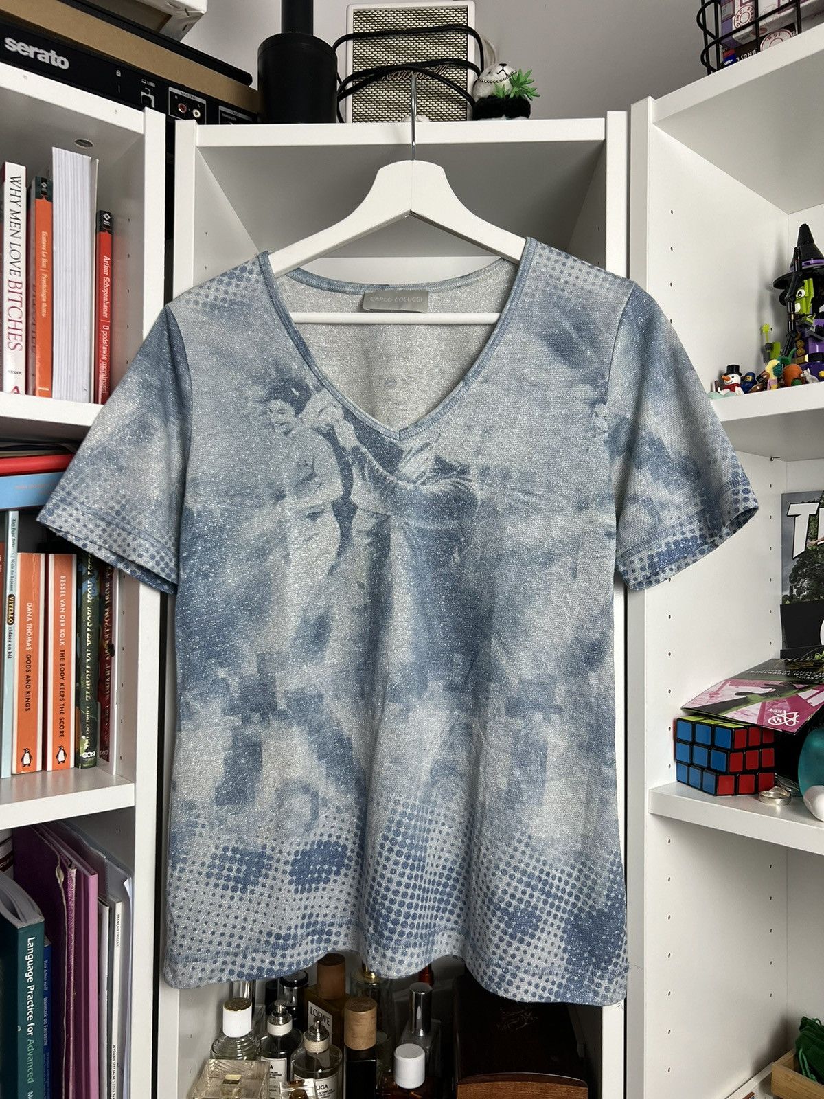 Carlo Colucci × Vintage Vintage y2k Carlo Colucci printed cropped mesh top t-shirt S Size S / US 4 / IT 40 - 1 Thumbnail