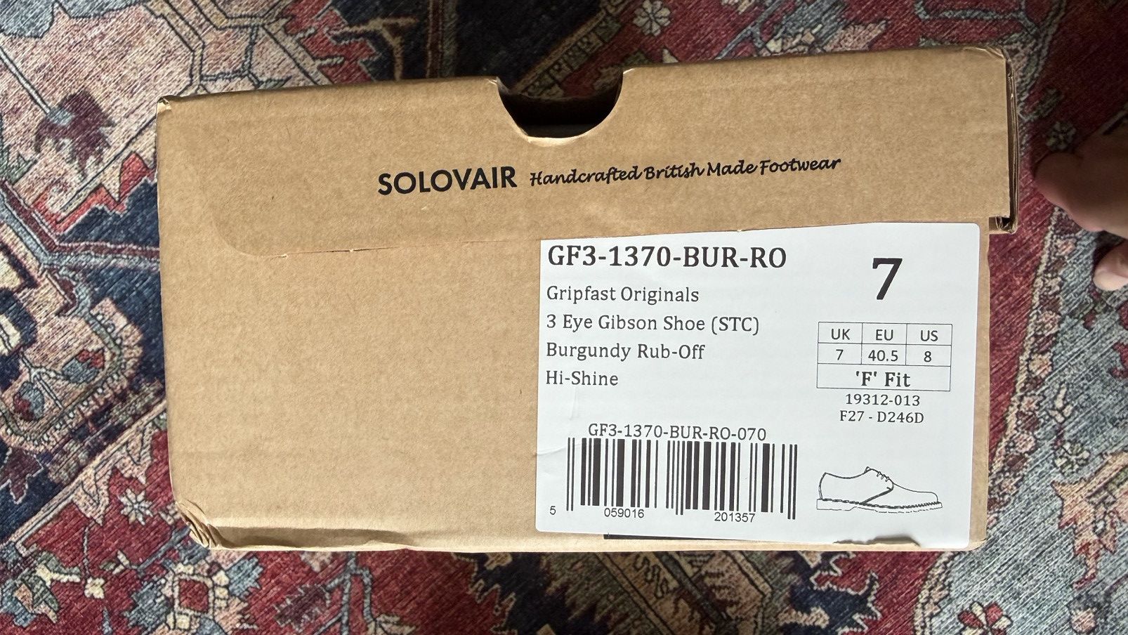 Solovair Solovair Gibson Men's Burgundy Rub-Off Hi-Shine Derby Shoes Size US 8 / EU 41 - 6 Thumbnail