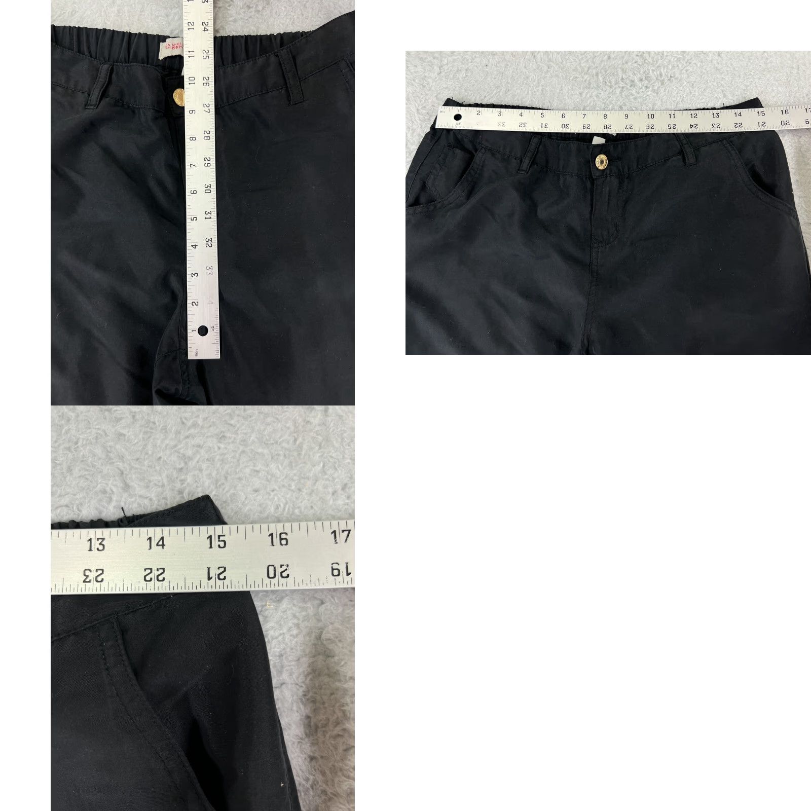 Guess GUESS Pants Women Small Black Straight Leg Gold Buttons Zip Fly Pockets Elastic Size 28" / US 6 / IT 42 - 9 Thumbnail