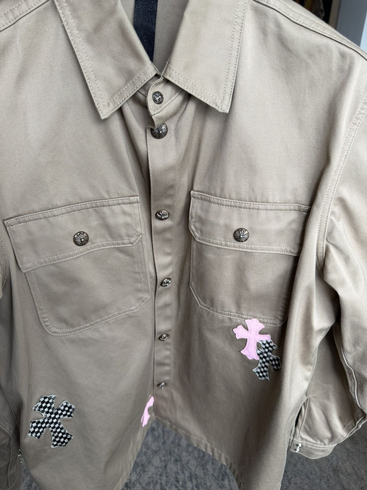 Chrome Hearts Chrome Hearts Tan Work Dog w. Pink & Checkered Cross Patches Size US XL / EU 56 / 4 - 3 Thumbnail