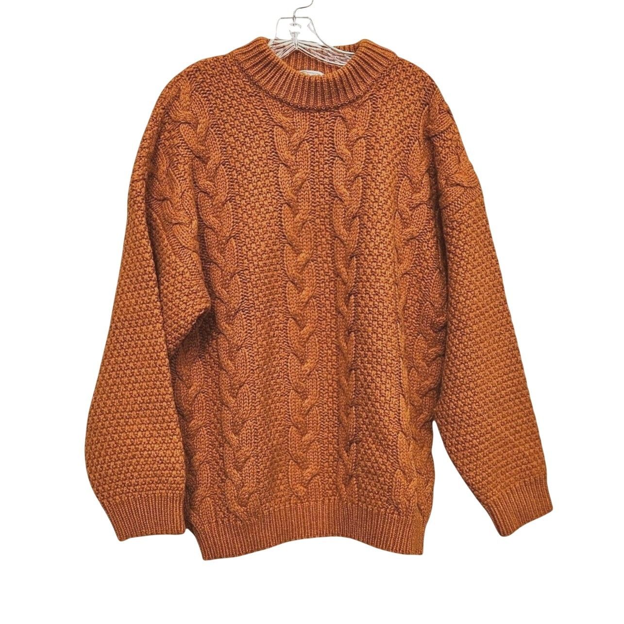 Vintage Stefanel Italy Vintage 80s Wool Alpaca Cable Knit Ochre Pull Size US XL / EU 56 / 4 - 1 Thumbnail