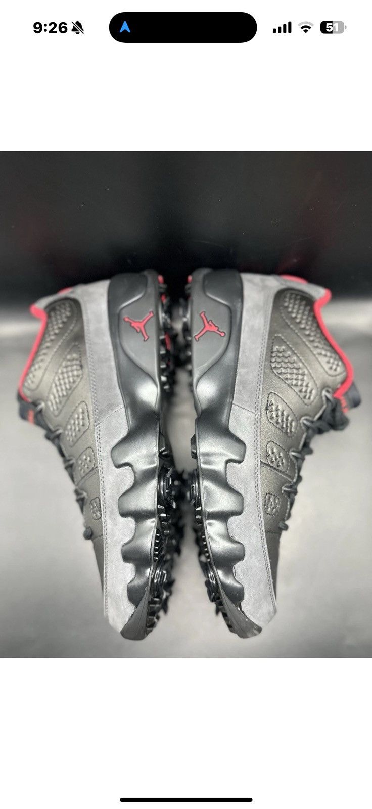 Nike Nike Air Jordan 9 Retro Low Golf ‘Charcoal Red Size US 6 / EU 39 - 6 Thumbnail