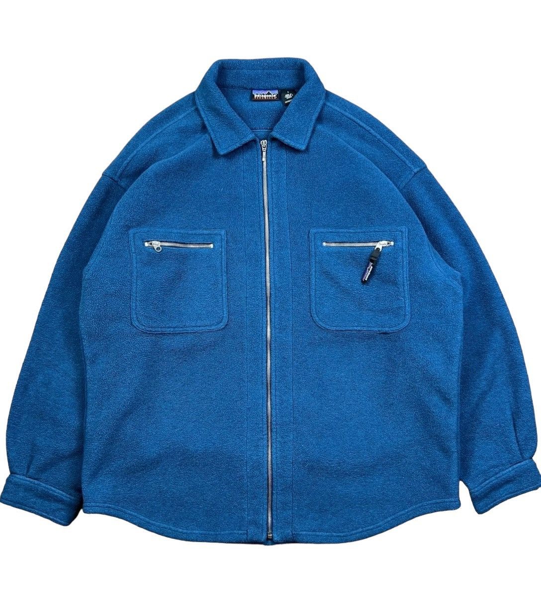 Patagonia × Vintage 1999 Patagonia Navy Blue Fleece Zipper Jacket Size US L / EU 52-54 / 3 - 1 Thumbnail