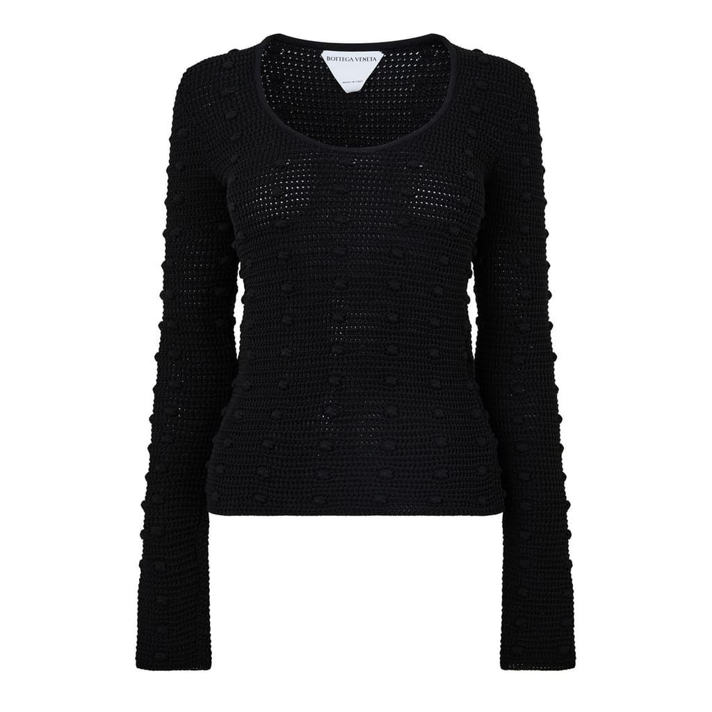 Bottega Veneta Bottega Veneta Scoop Neck Long Sleeve Sweater in Black Size L / US 10 / IT 46 - 2 Thumbnail