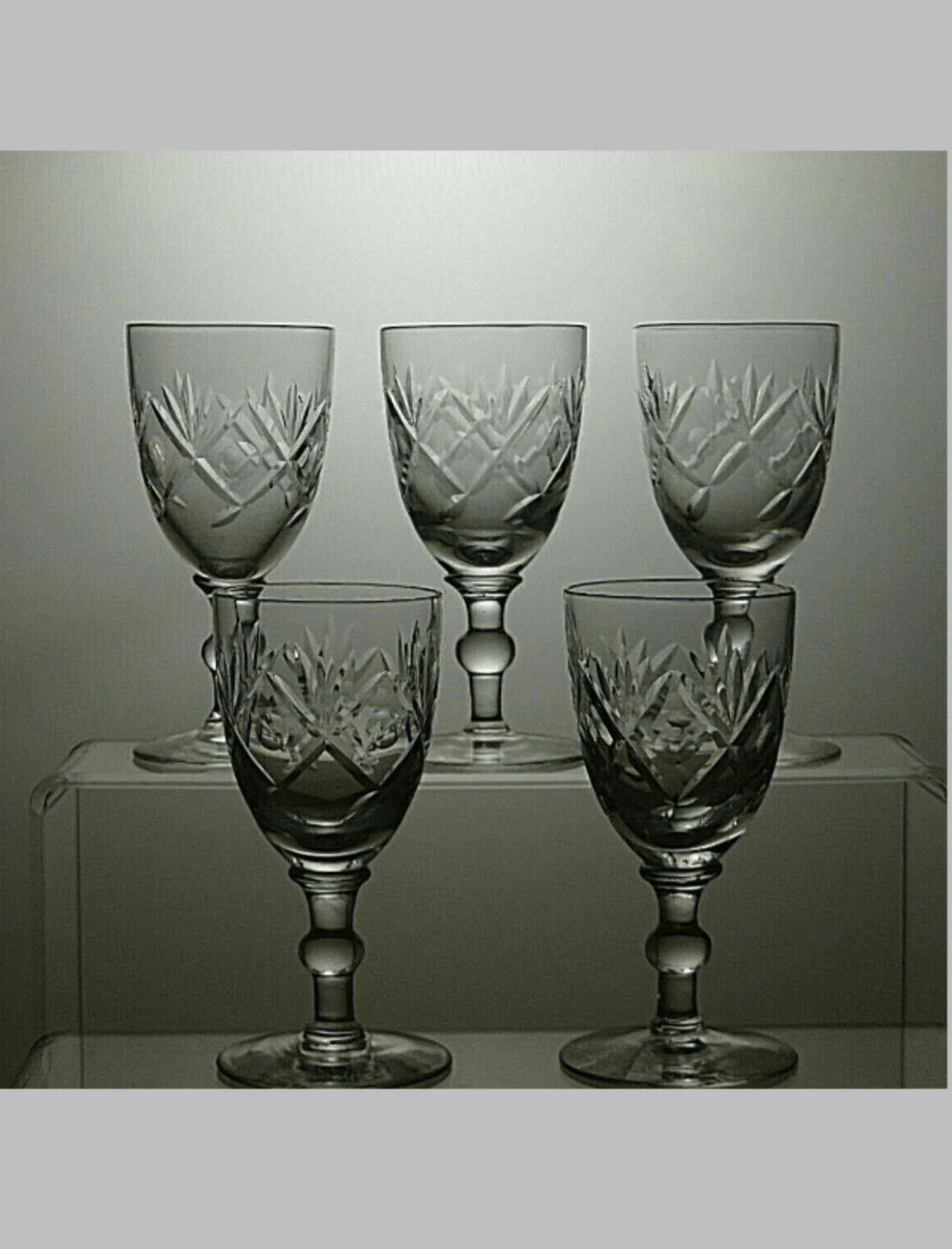 The Unbranded Brand Lead Crystal Cut Glass Set Of 5 Sherry Glasses 4 1/3" Size ONE SIZE - 1 Thumbnail