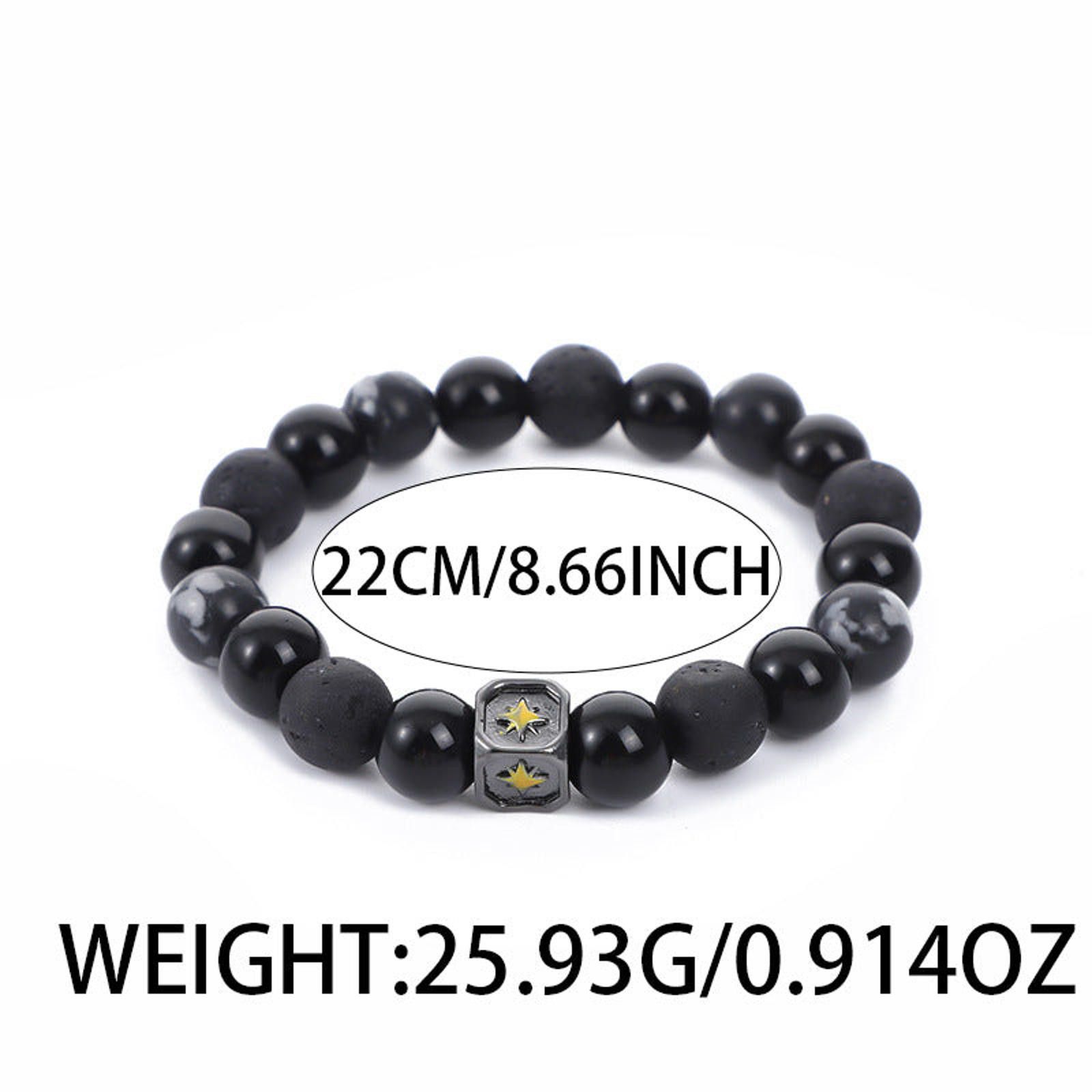 Jewelry Black and Gray Beaded Stone Bracelet, Men's Beaded Bracelet Size ONE SIZE - 6 Thumbnail