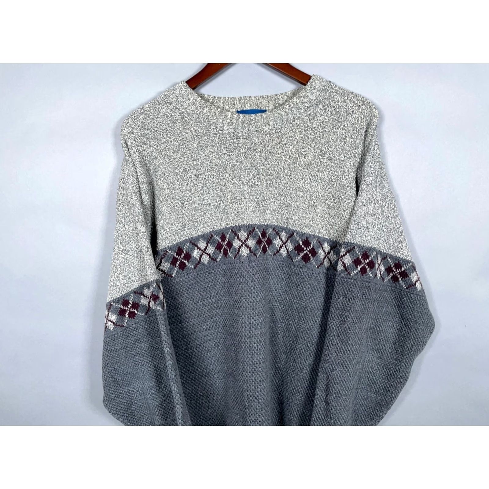 Vintage VINTAGE Towncraft Sweater Casual Knitt XL Gray Diamond Pattern USA Made Knit Crew Neck Mens XL Pullover 90s Retro Size US XL / EU 56 / 4 - 4 Thumbnail