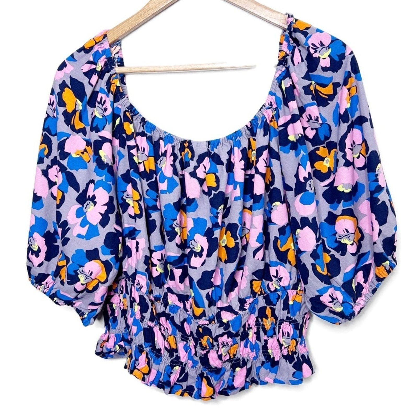 Parker New with Tags Women's Peyton & Parker Floral Smock Blouse Size XL / US 12-14 / IT 48-50 - 3 Thumbnail