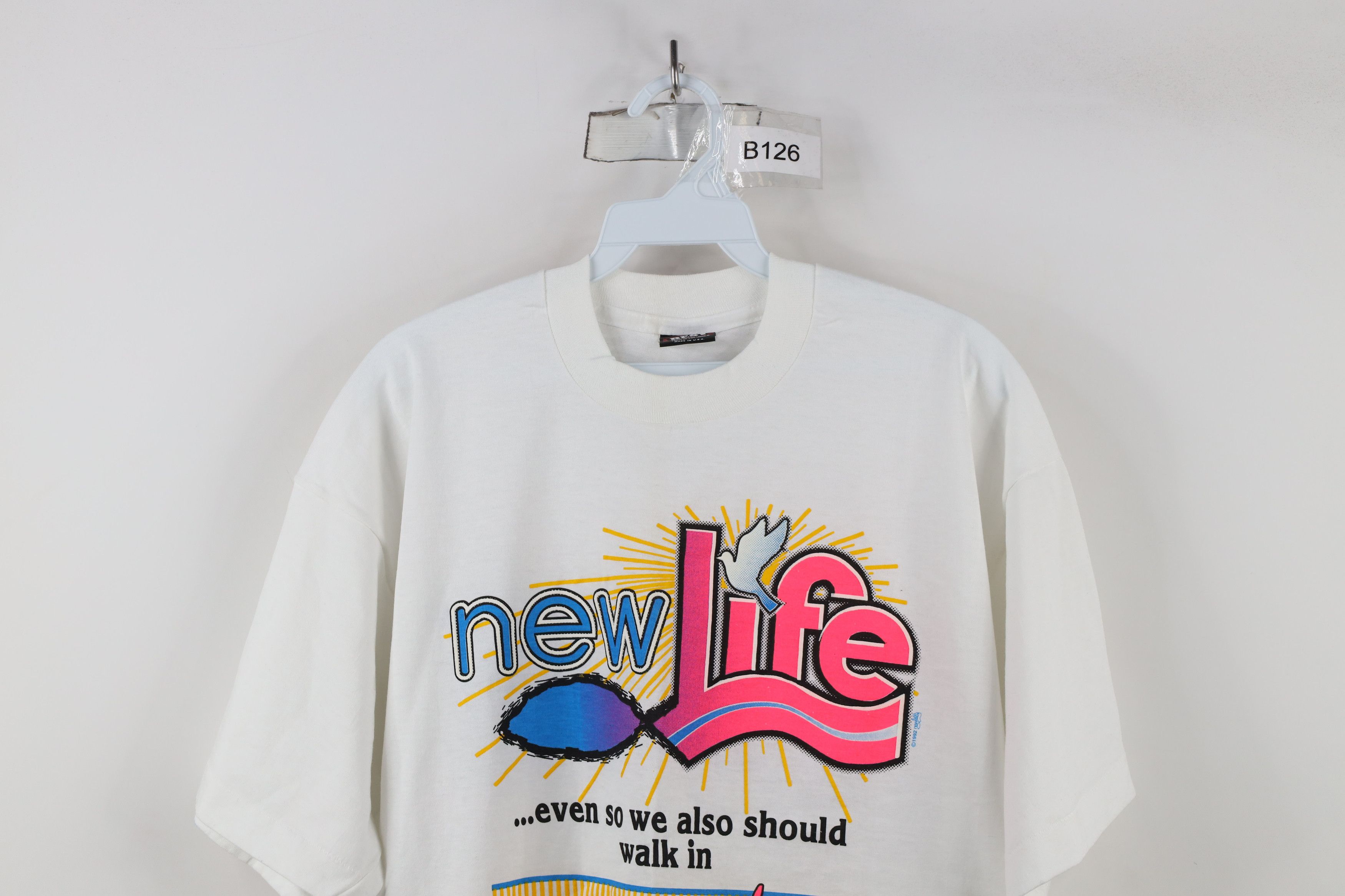 Vintage Vintage 90s Christian New Life Jesus Romans 6:4 T-Shirt USA Size US XL / EU 56 / 4 - 2 Thumbnail
