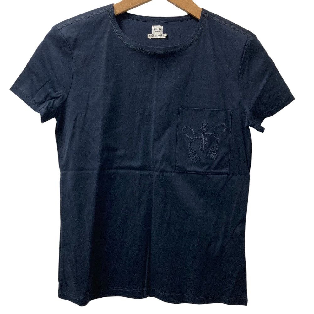 Hermes Hermes Hermes Embroidered Pocket Crewneck T Shirt Textile T-Shirts DUTY FREE for USA Size ONE SIZE - 1 Thumbnail