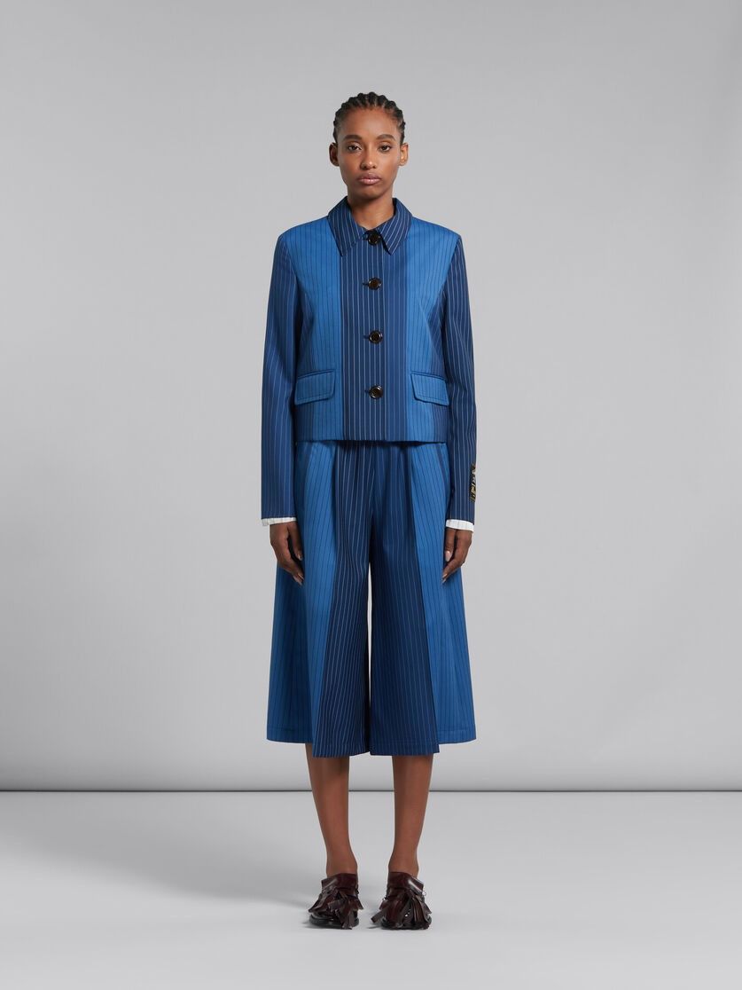 Marni o1w1db10125 Pinstripe Wool Jacket in Blue Size L / US 10 / IT 46 - 2 Thumbnail