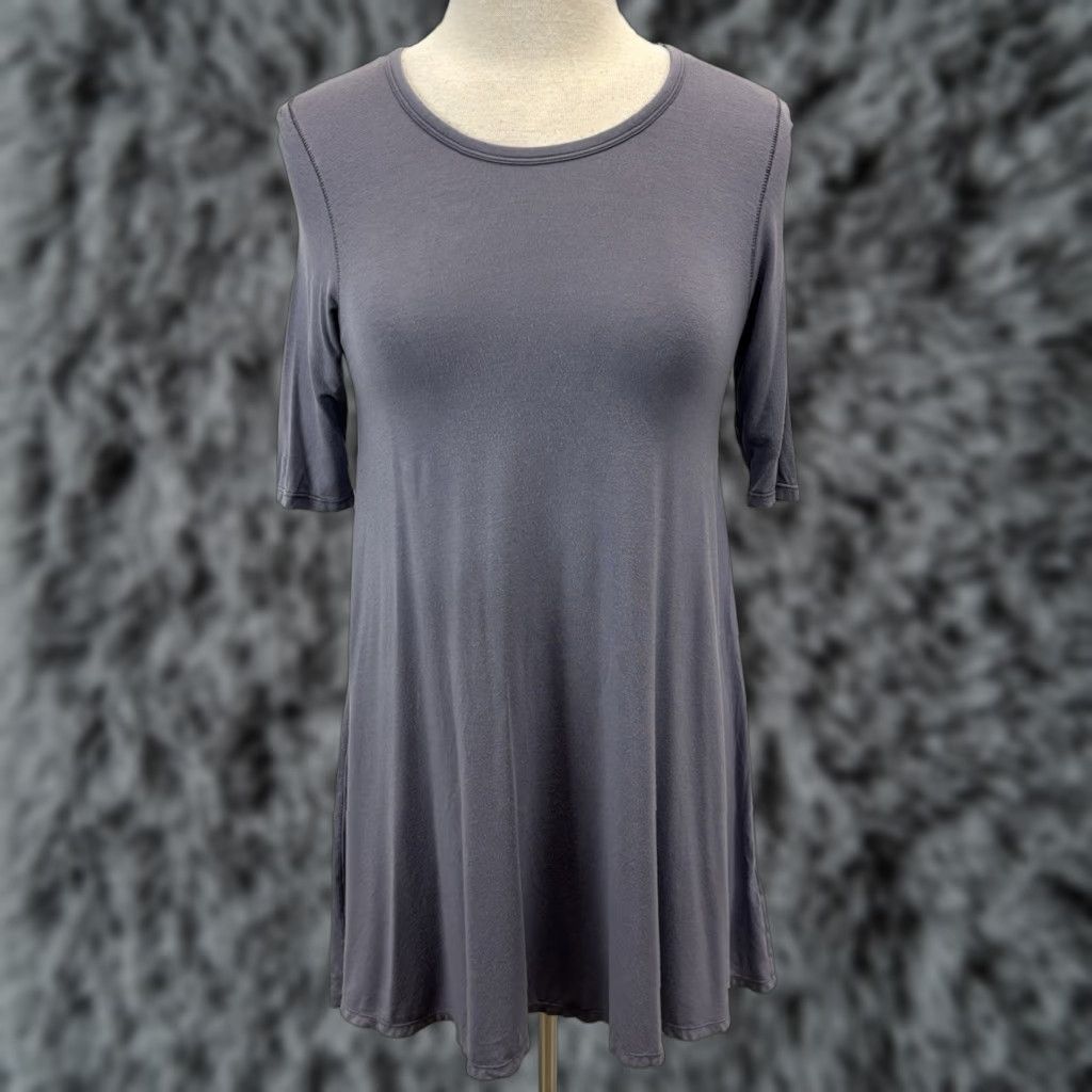 Free People VINTAGE Free People Swing Dress Women XS Grey Purple Short Sleeve Stretch Casual Size XS / US 0-2 / IT 36-38 - 1 Thumbnail