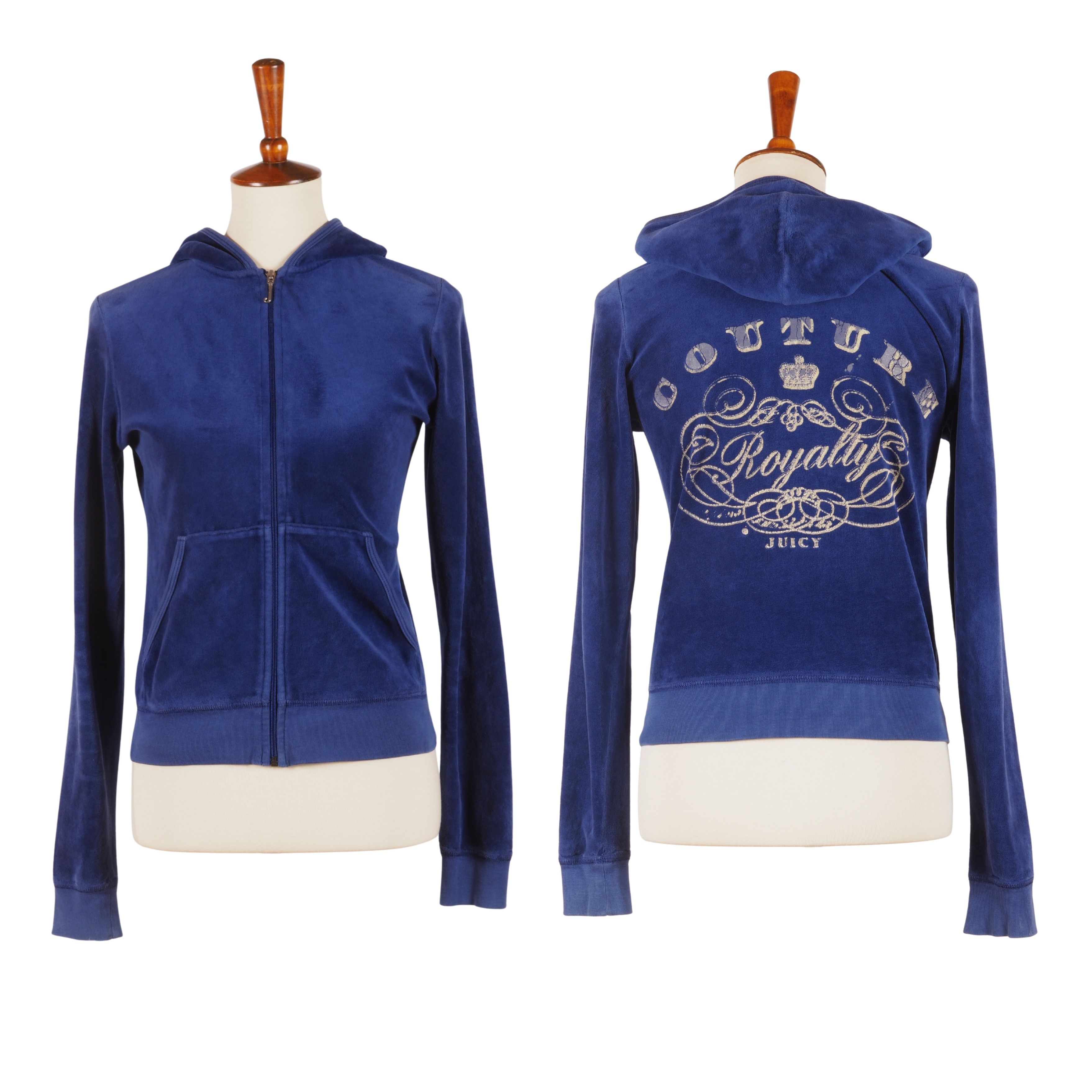 Juicy Couture Juicy Couture Vintage Blue Velour Zip Hoodie Size XS / US 0-2 / IT 36-38 - 2 Thumbnail
