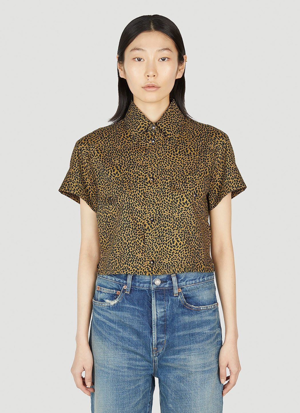 Saint Laurent Paris o1la1rc1a0425 725760 Leopard-Print Cropped Shirt in Leopard Size M / US 6-8 / IT 42-44 - 5 Thumbnail