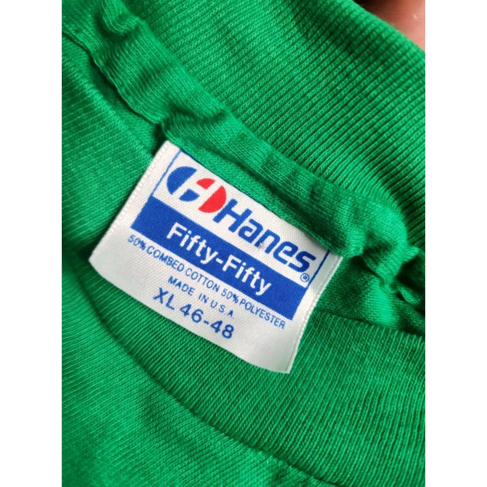 Hanes Vintage Bell South Mens XL T-Shirt 1980s Cotton Blend Green Graphic Crew Neck Short Sleeve Size US XL / EU 56 / 4 - 5 Thumbnail