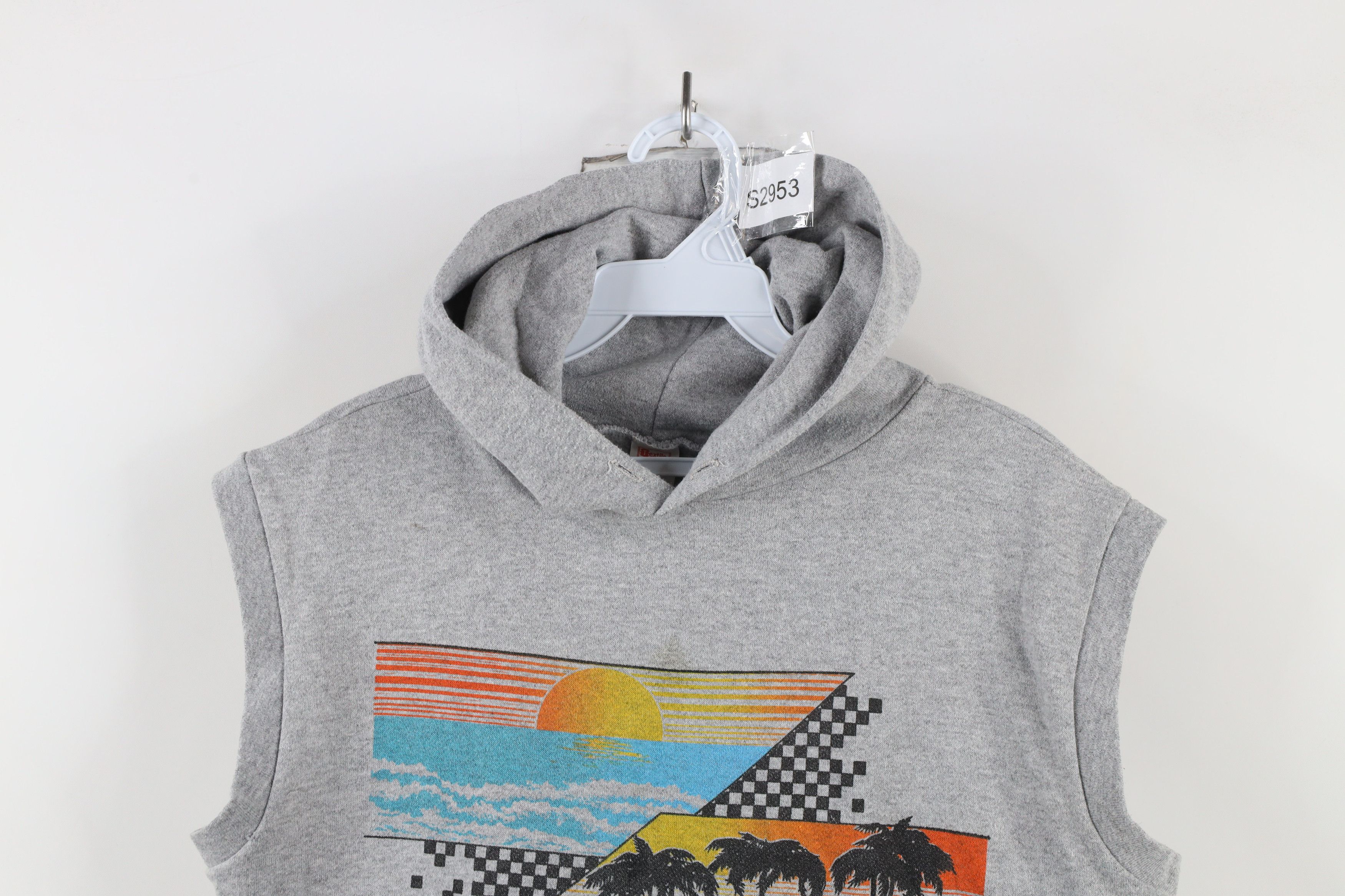 Vintage Vintage 70s 80s Beach Sleeveless Hoodie Sweatshirt USA Size L / US 10 / IT 46 - 2 Thumbnail