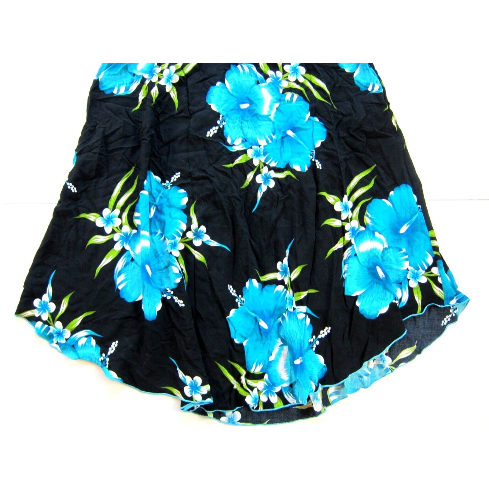 ALOHAS VINTAGE Aloha Hawaiian Fashion Rayon Black Blue Green Floral Short Sleeve Smock Dress L Size 36" / US 14 / IT 50 - 6 Thumbnail