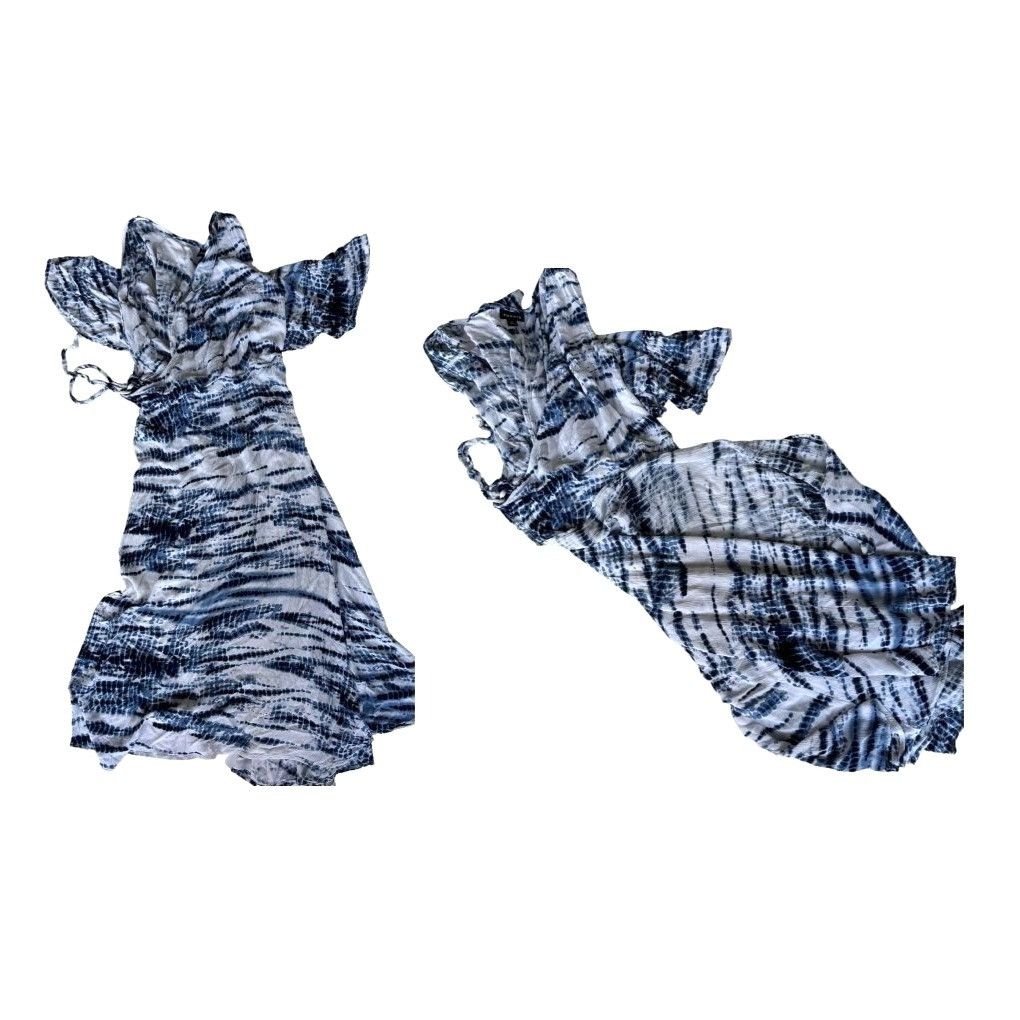 Torrid Torrid Blue Tie Dye Gauze Cold Shoulder Wrap Midi Dress 1X Size XXL / US 16-18 / IT 52-54 - 10 Thumbnail