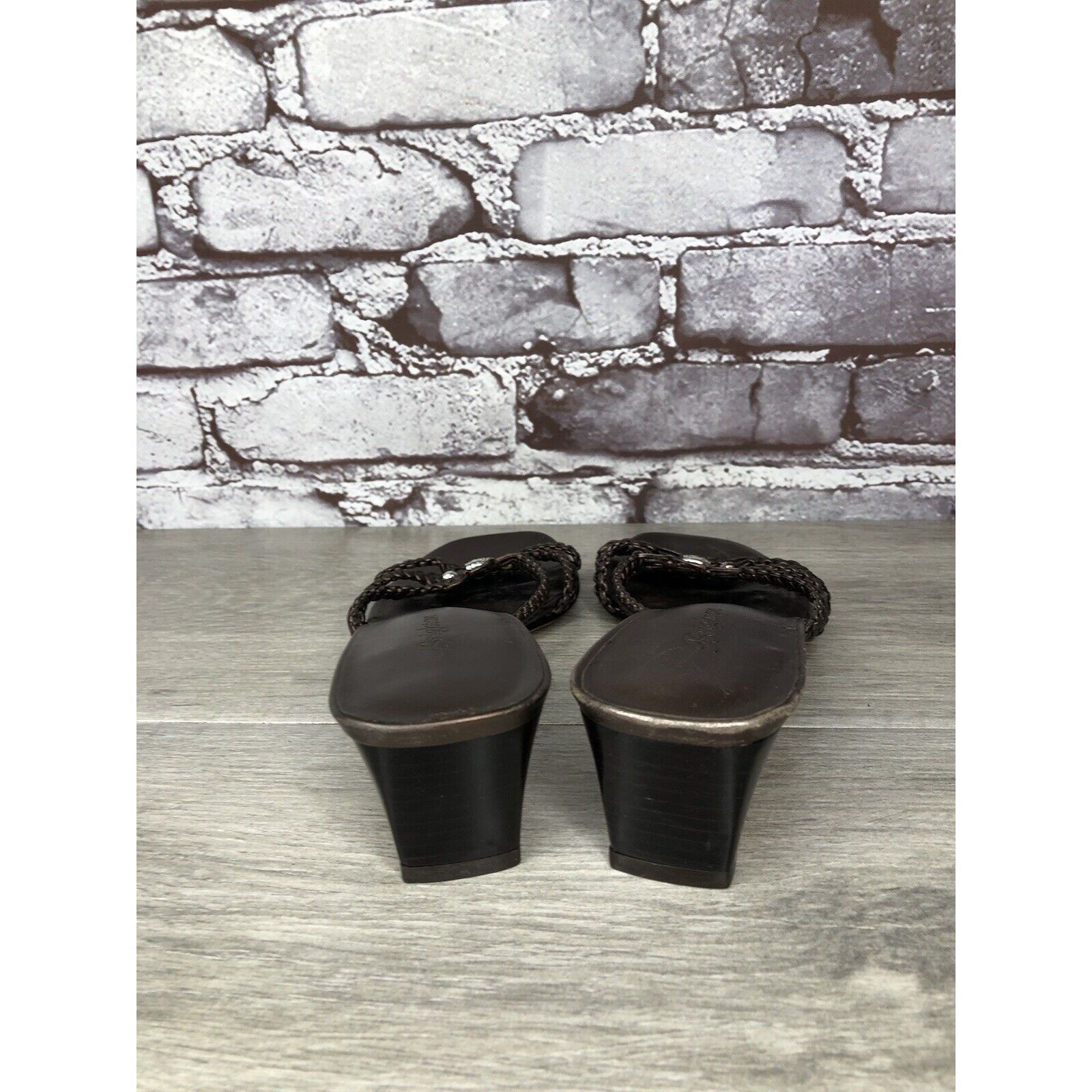 Brighton Brighton Karen Brown Copper Woven Leather Slide Heel Sandals Size US 7 / IT 37 - 5 Thumbnail
