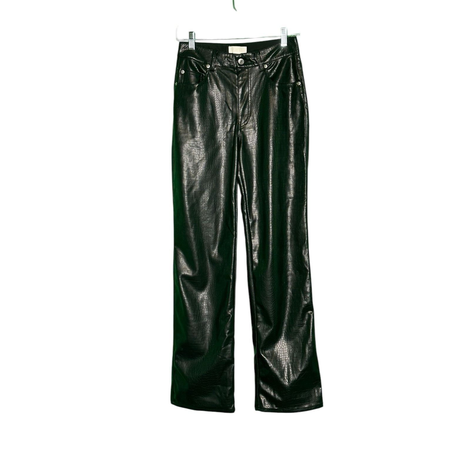 H&M H&M black faux crocodile leather straight leg pants size 4 Size 27" / US 4 / IT 40 - 10 Thumbnail